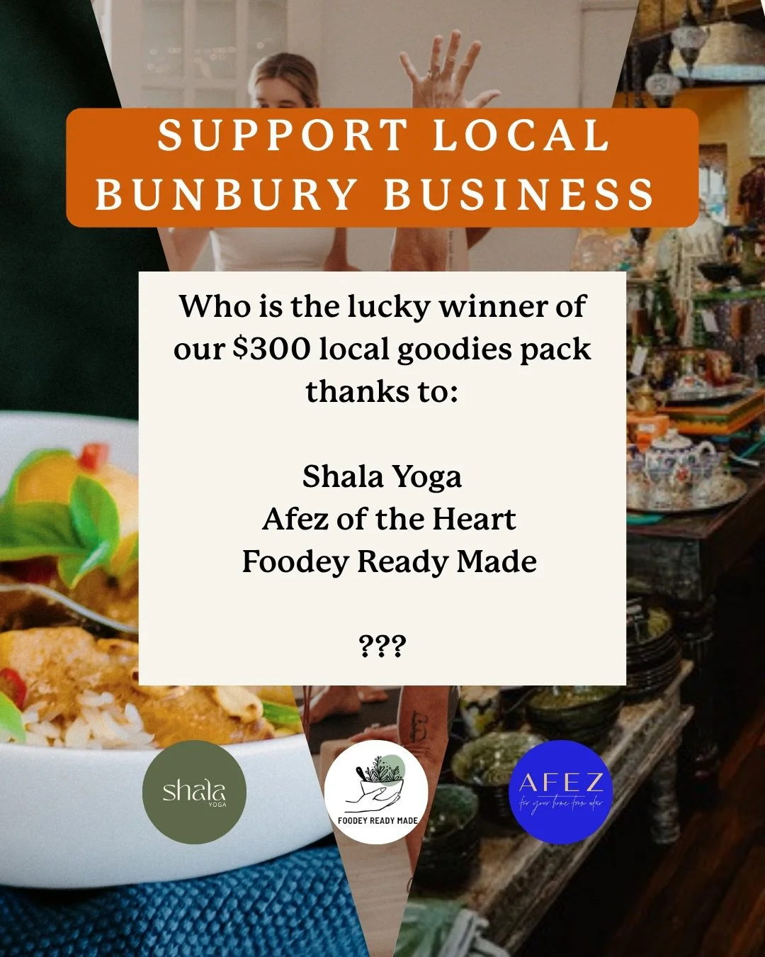 🎉 Congratulations Kim Wallis - the lucky winner of our Support Local Bunbury Business Giveaway! 💛

Kim has won an incredible prize package from three local businesses that are passionate about our community:

🧘 Shala Yoga @shalabunbury 
💛 Afez of