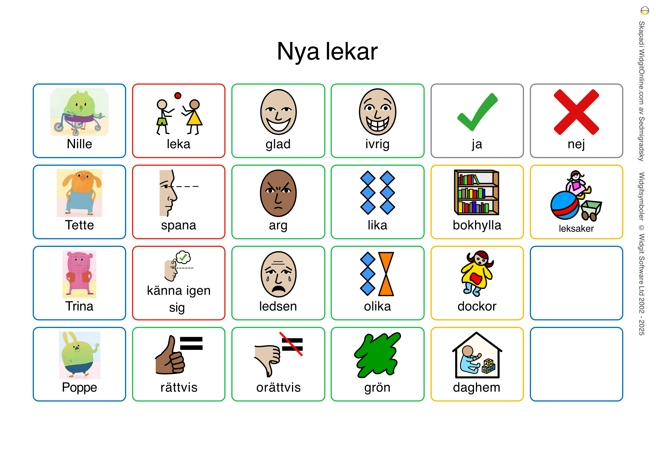 Bildstöd för berättelsen Nya lekar