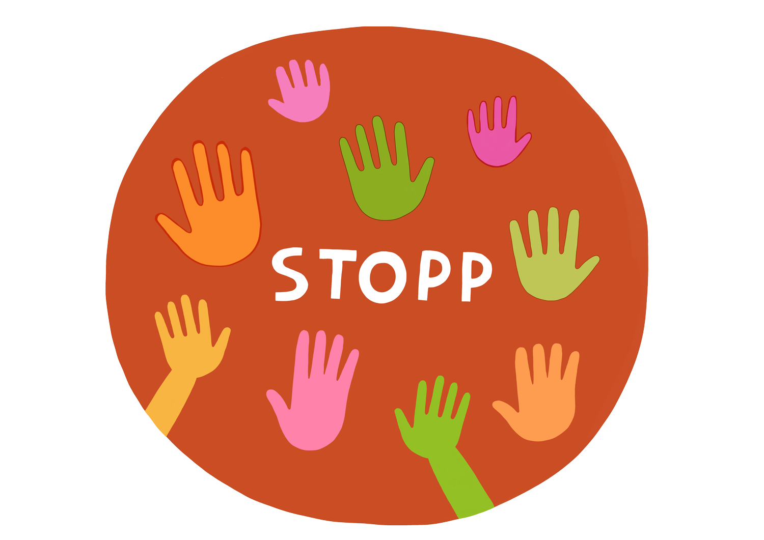 En röd cirkel med ordet "stopp" i mitten