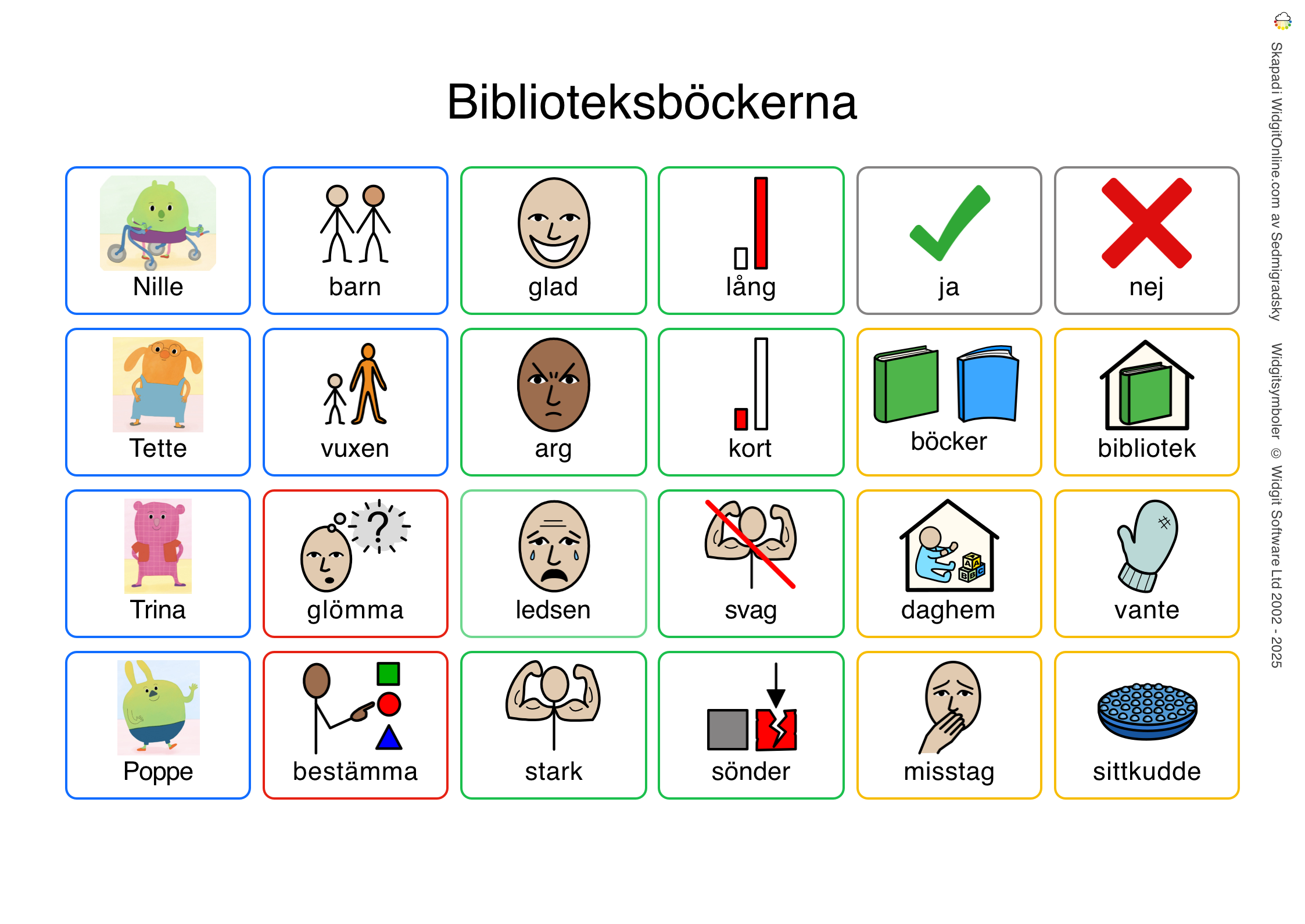 Bildstöd för berättelsen Biblioteksböckerna