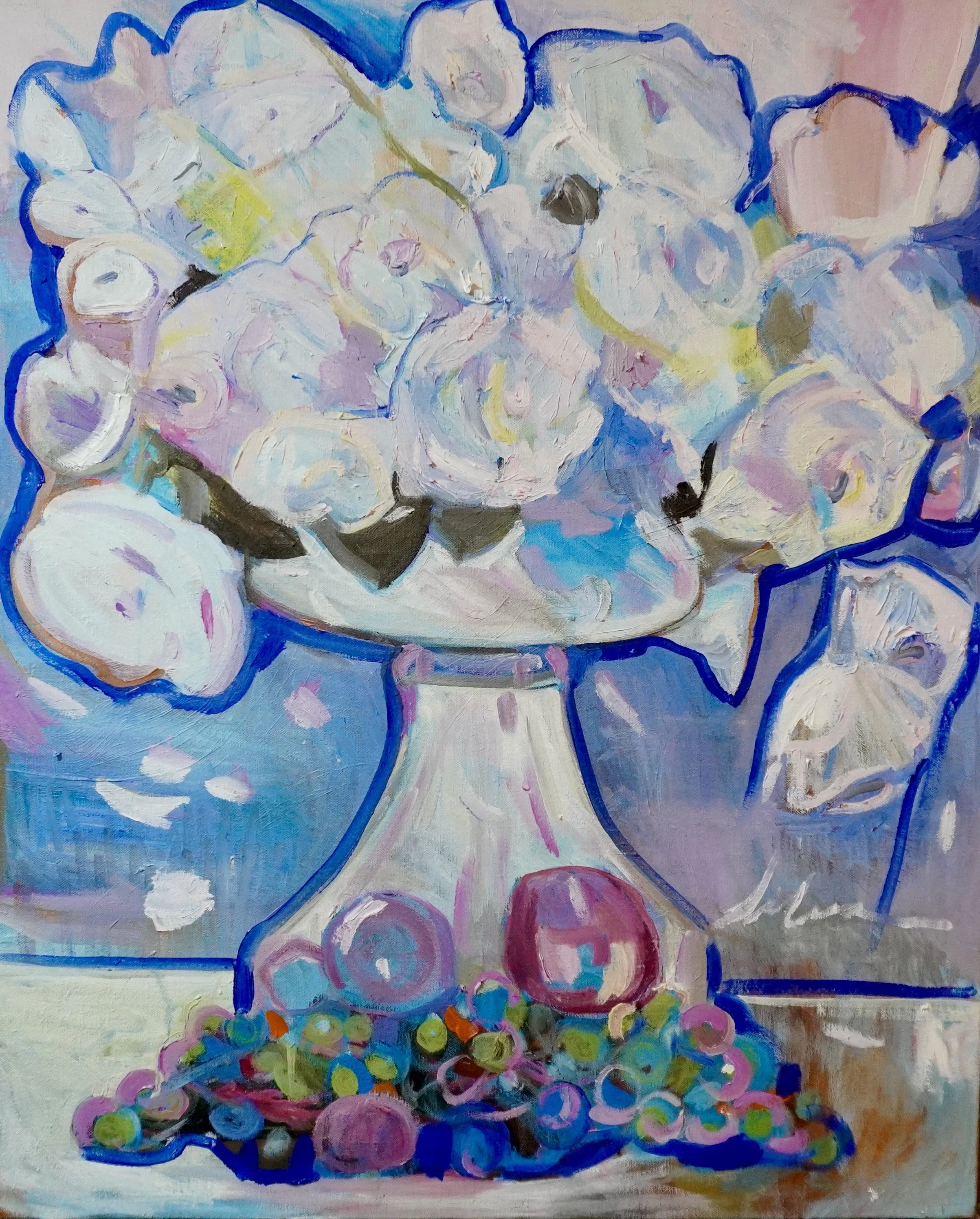 White Roses Oil 50 cm X 50 cm