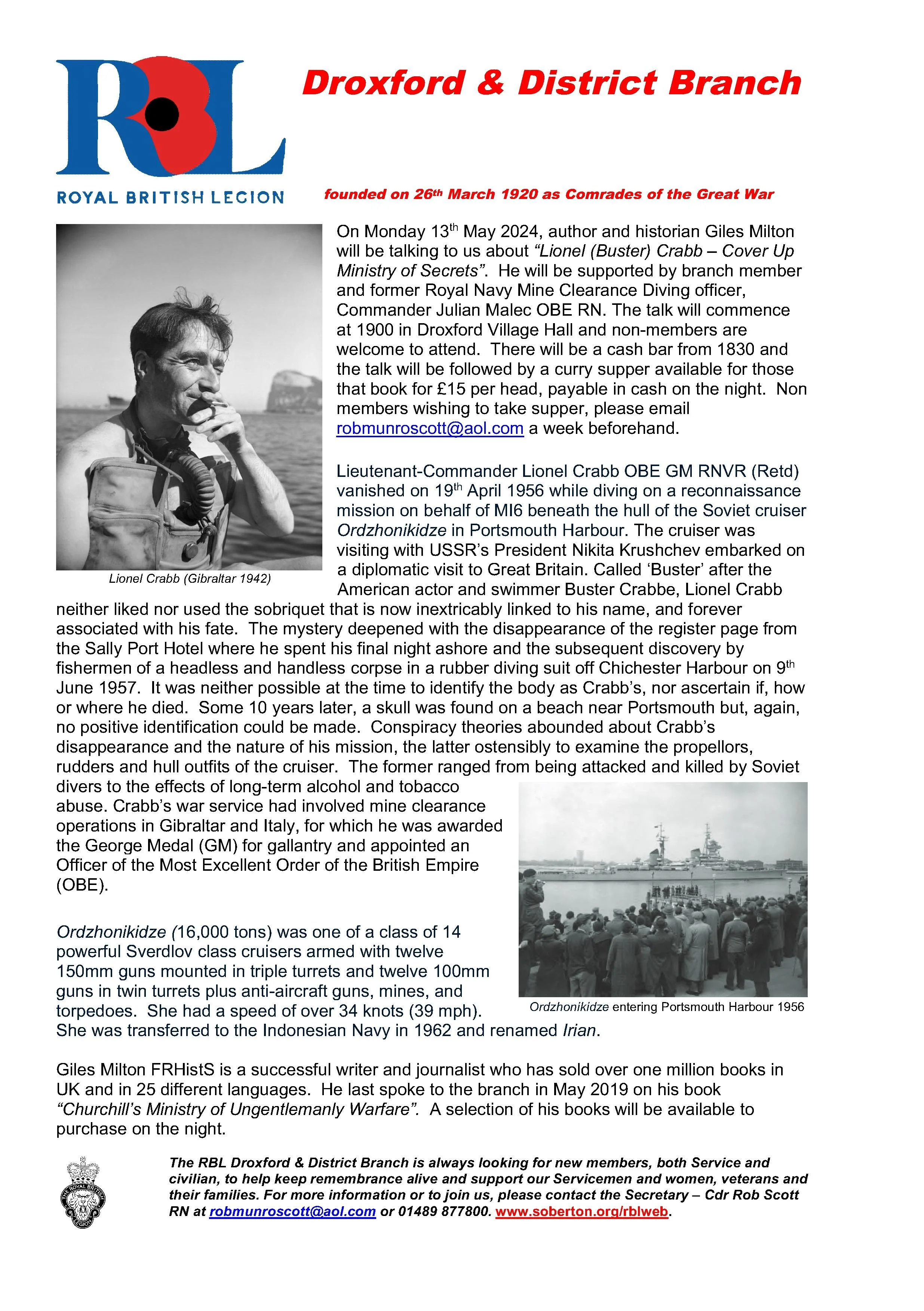 Jules Malec to participate in talk about legendary Cdr Lionel ‘Buster ...