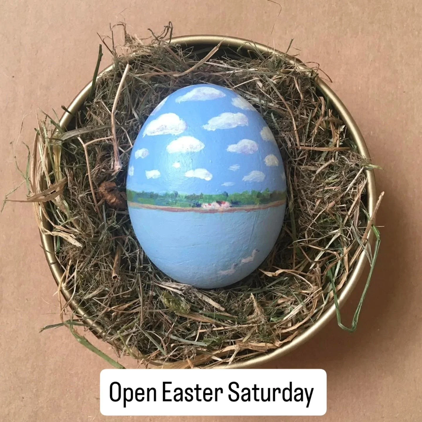 Happy Easter Weekend 2025!

Come see this adorable egg depicting the River Stour landscape by Katherine Lees &amp; lots more eggstraordinary artworks TODAY at East Cliff House, Mistley!

Spring Edit opens 10am

Artists include:
@sally.burch 
@sarahmi