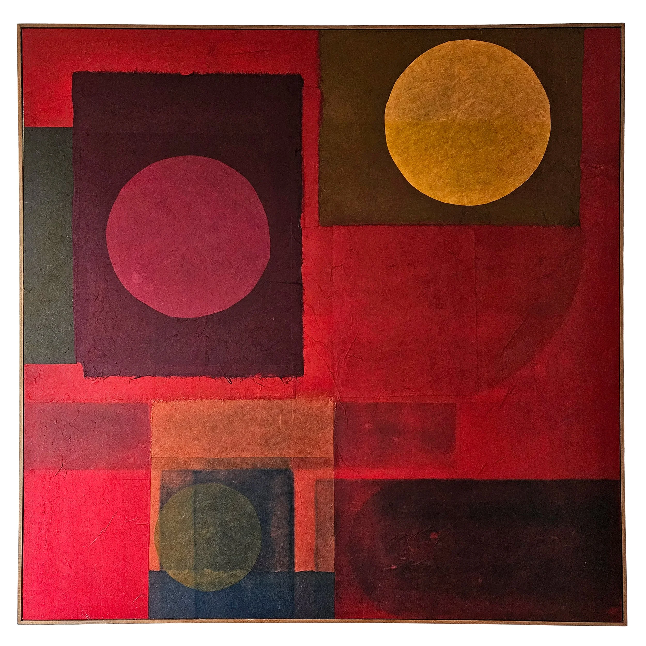 RED GROUND, 2026
Painting with paper.  82x82 cm in bespoke cherry frame.  Contact me direct for more details.