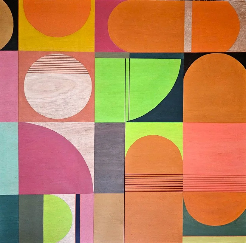 SUMMER DAYDREAMING AGAIN, 2026 Pigment & polymers on wood panel in bespoke cherry frame. 82 x82 cm. Contact me for more details.