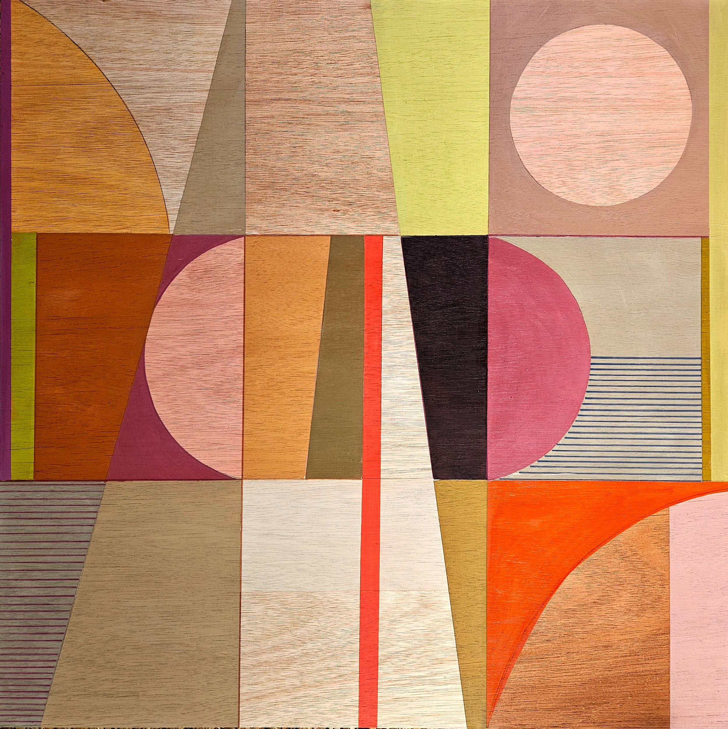SUMMER SUNDAE Colour pigment & polymers on wood panel. Bespoke cherry frame. Available from ArtDog, London.