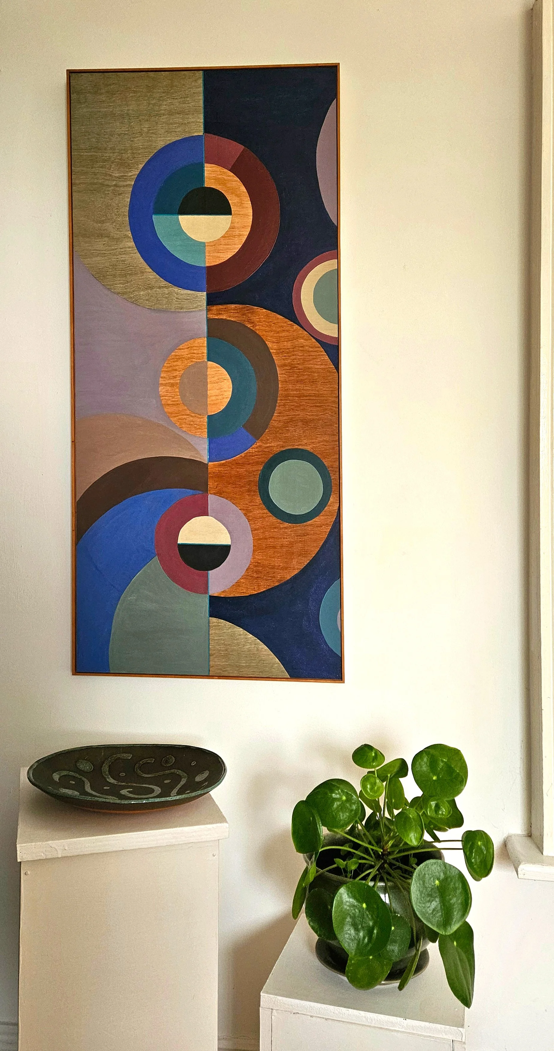 Dancing with Orpheus 1 panel as part of diptych, each panels 102x56 cm framed in cherry. Available as diptych or as a single piece. Contact me direct for full details