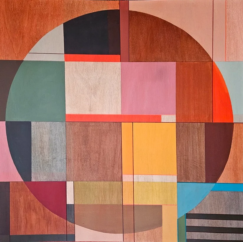 COLOUR TRANSMISSION 11, 2026
82x82cm Colour pigment & polymers on wood  panel in cherry . contact me for more details