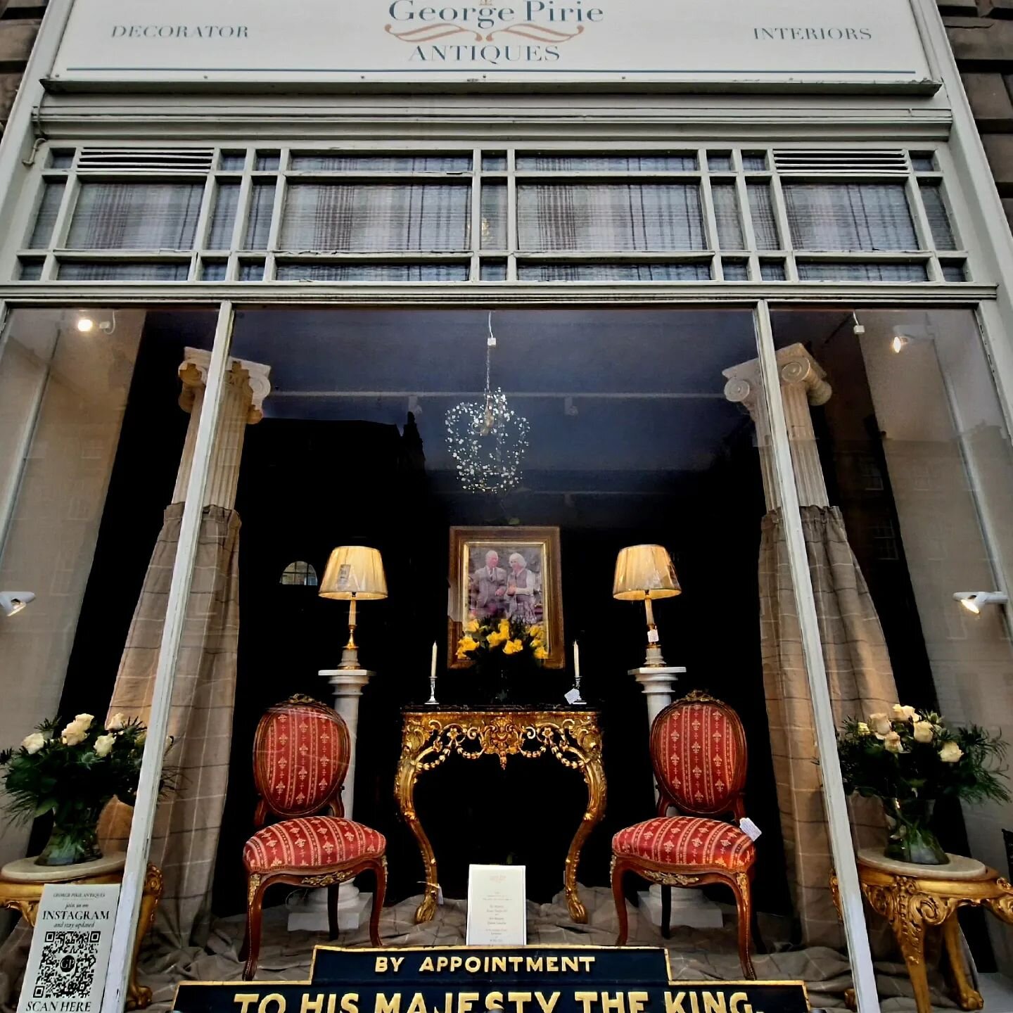 We are fascinated by history and tradition at George Pirie Antiques, so it's no surprise that our window is appropriately dressed to celebrate The Coronation of Their Majesties The King and The Queen Consort&nbsp;- why not pop by and see us while you