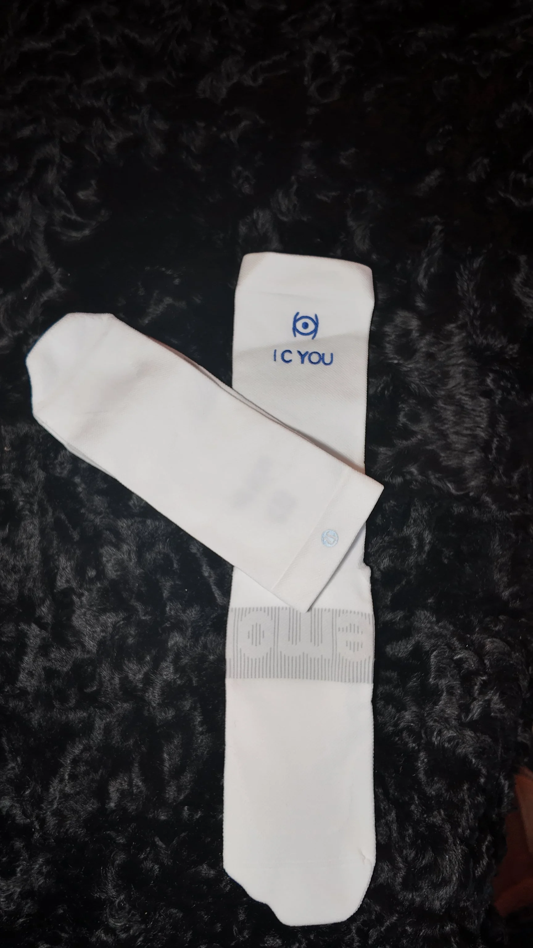 Confidence Club × lululemon – “I C You” Crew Socks (White & Blue)