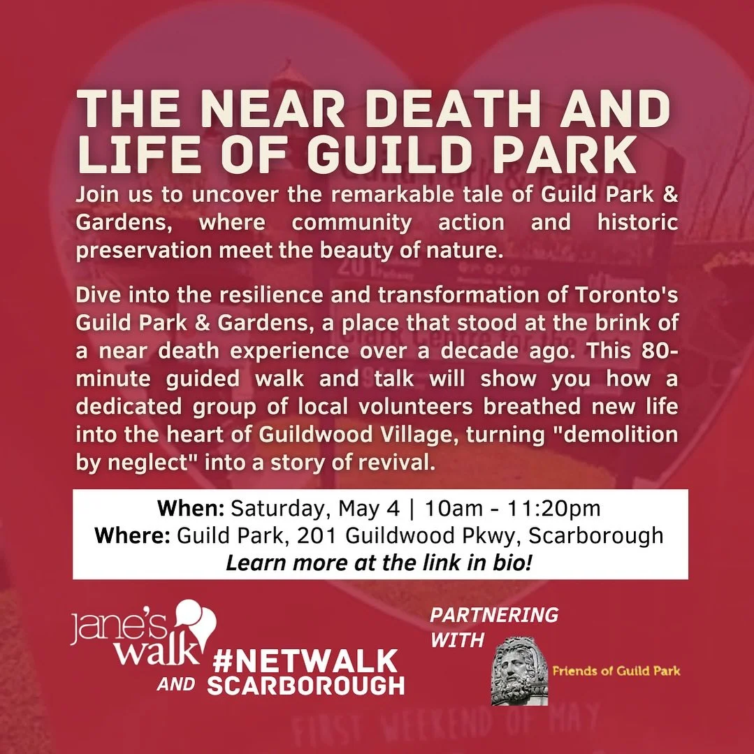 Stepping into history and revival🍃

Join us for &lsquo;The Near Death and Life of Guild Park&rsquo; walk on May 4th! Together with @janeswalk / @janeswalkto , Netwalk Scarborough, and @friendsofguildpark , we&rsquo;ll explore how community passion t