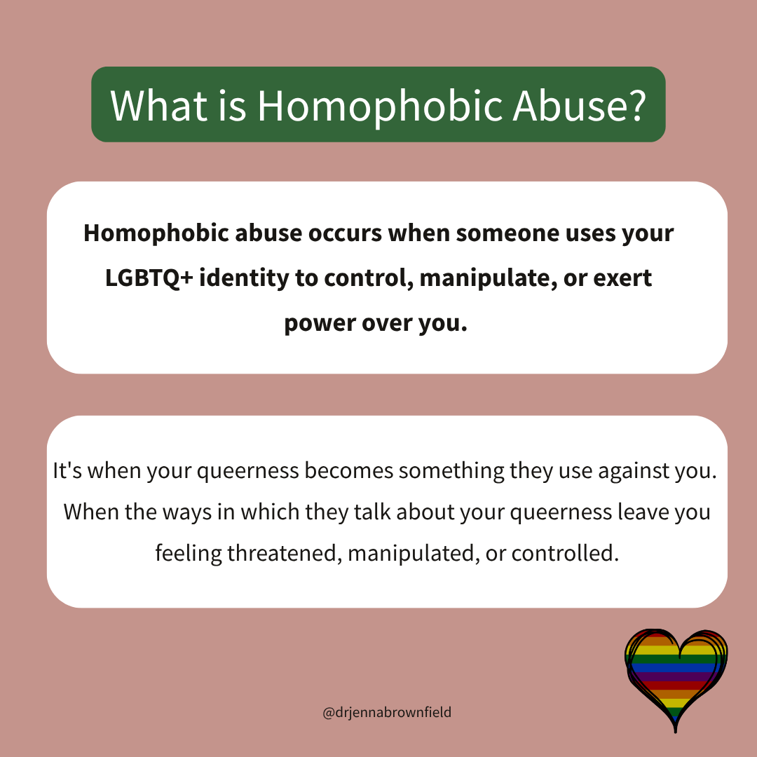 Graphic showing the definition of homophobic abuse