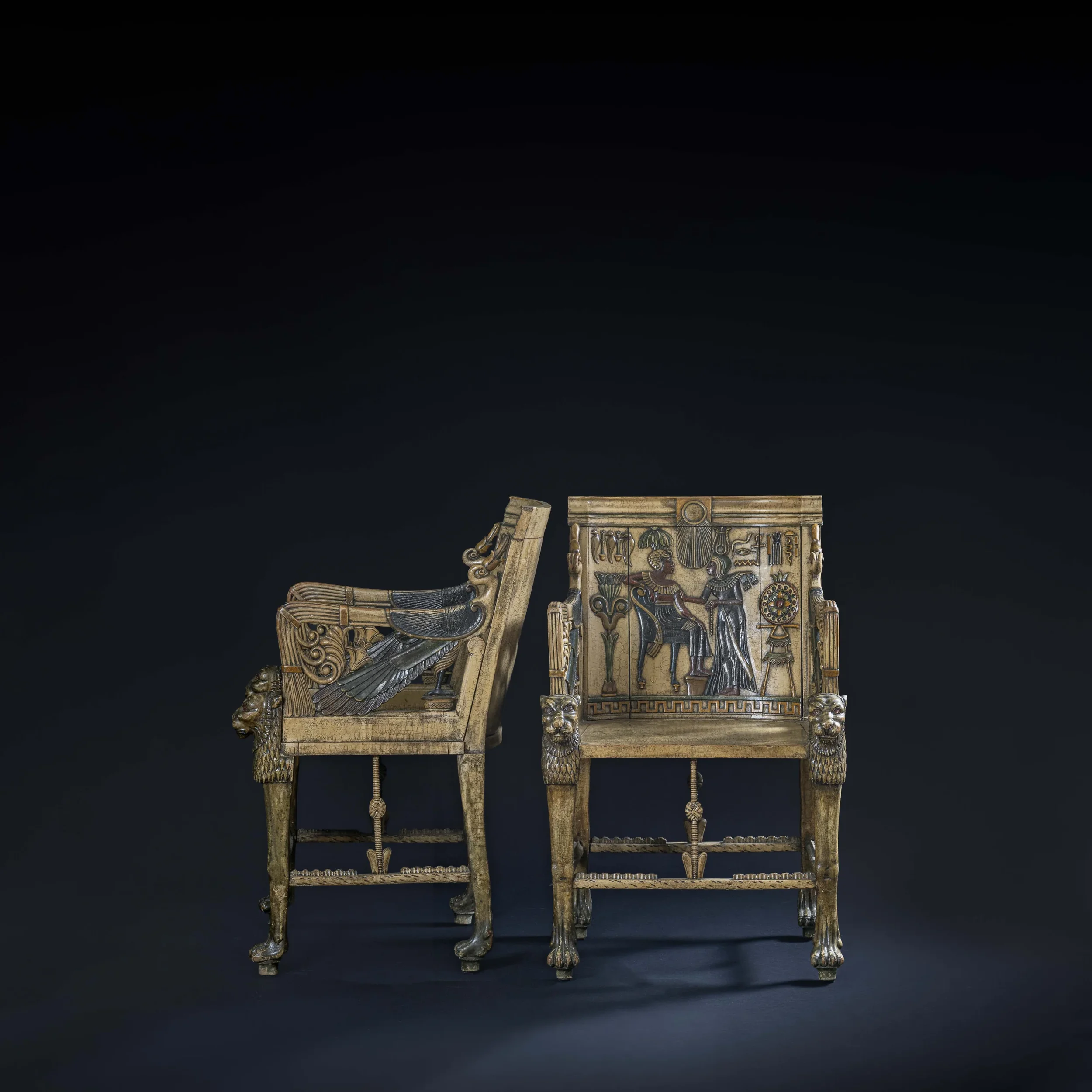 Italian, Pair of "Tutankhamun Throne" Armchairs.webp