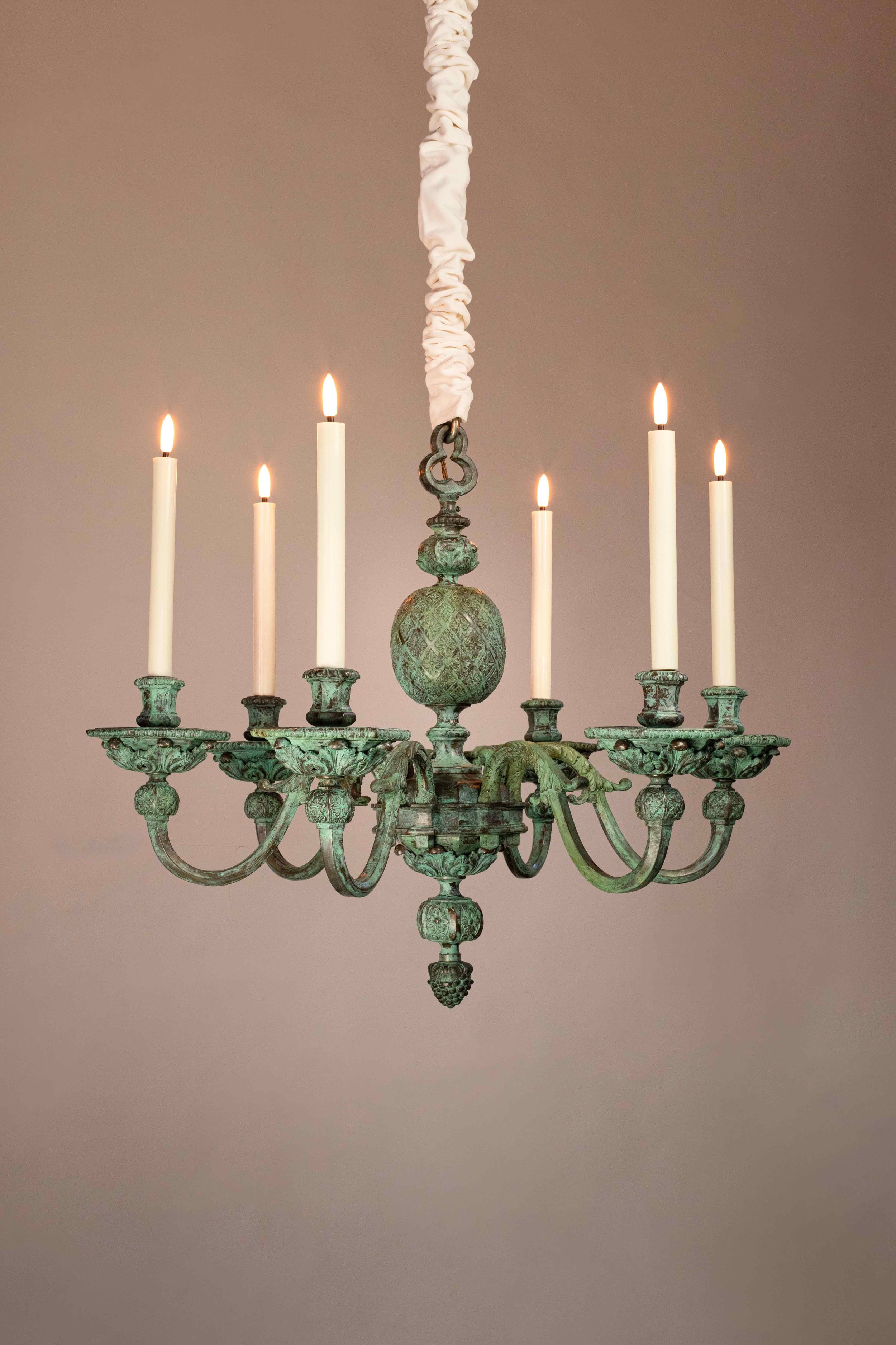 MATHIEU LUSTRERIE | Louis XIV Pineapple Chandelier in Verdigris