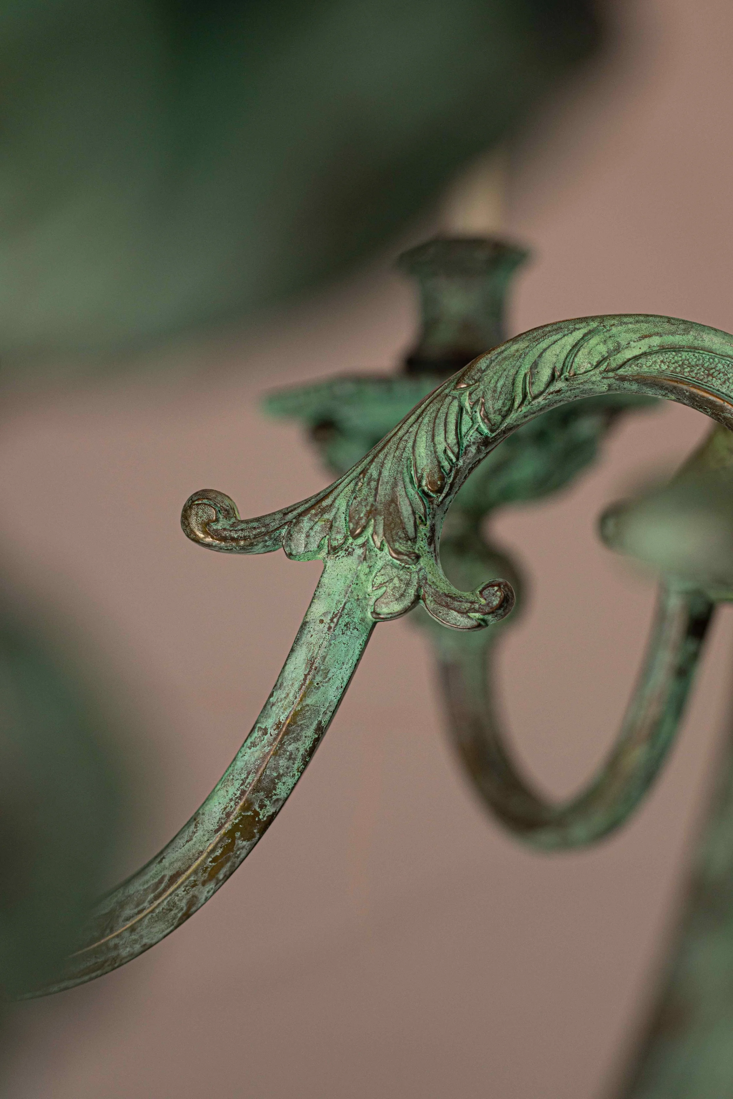 Louis XIV pineapple chandelier verdigris 2.jpg