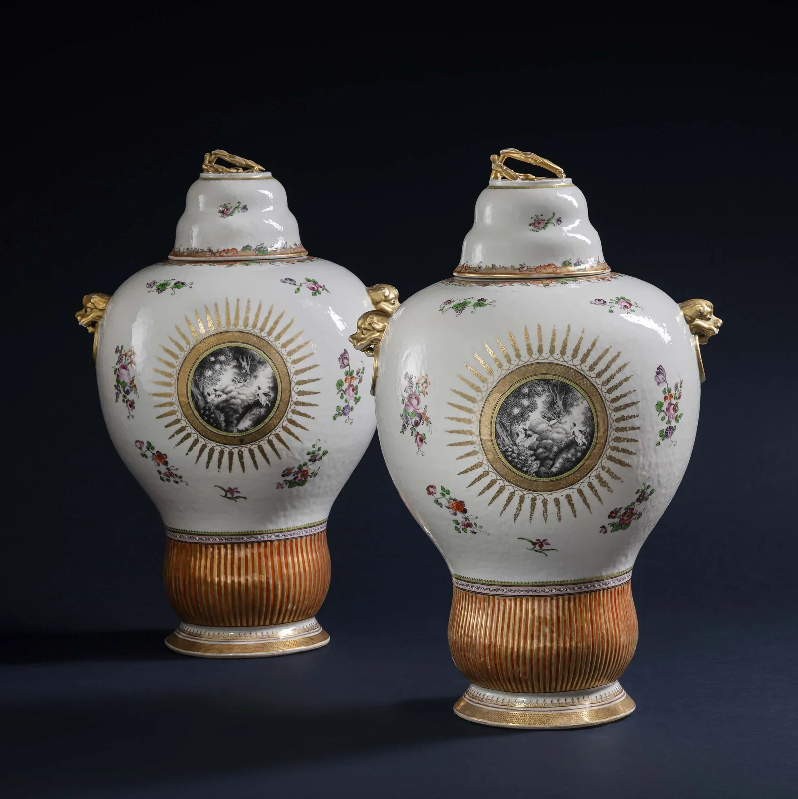China, Qing Dynasty, Qianlong Period, Rare Pair of Covered Vases.webp