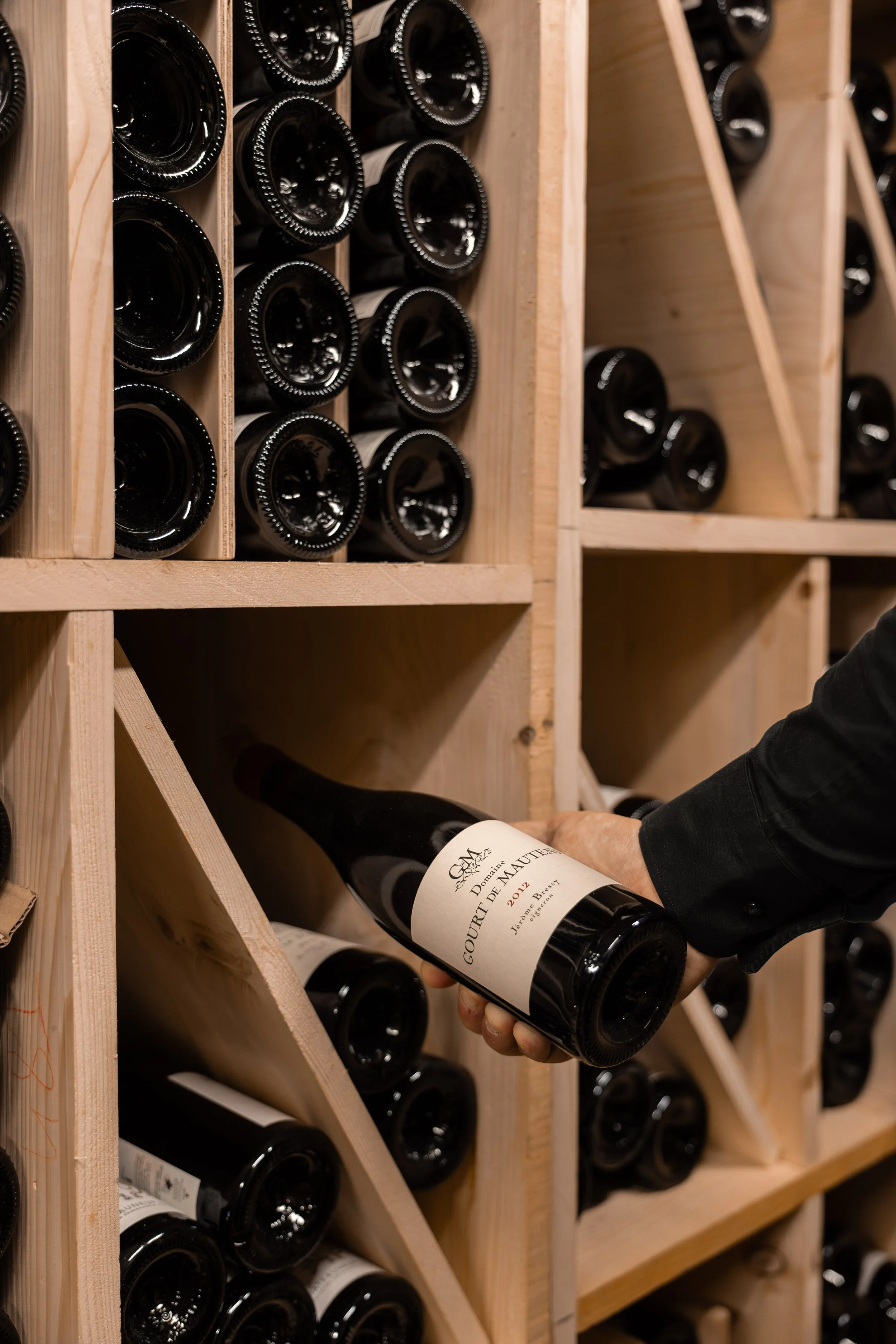La cave de bouteille du restaurant Le Bourgeon