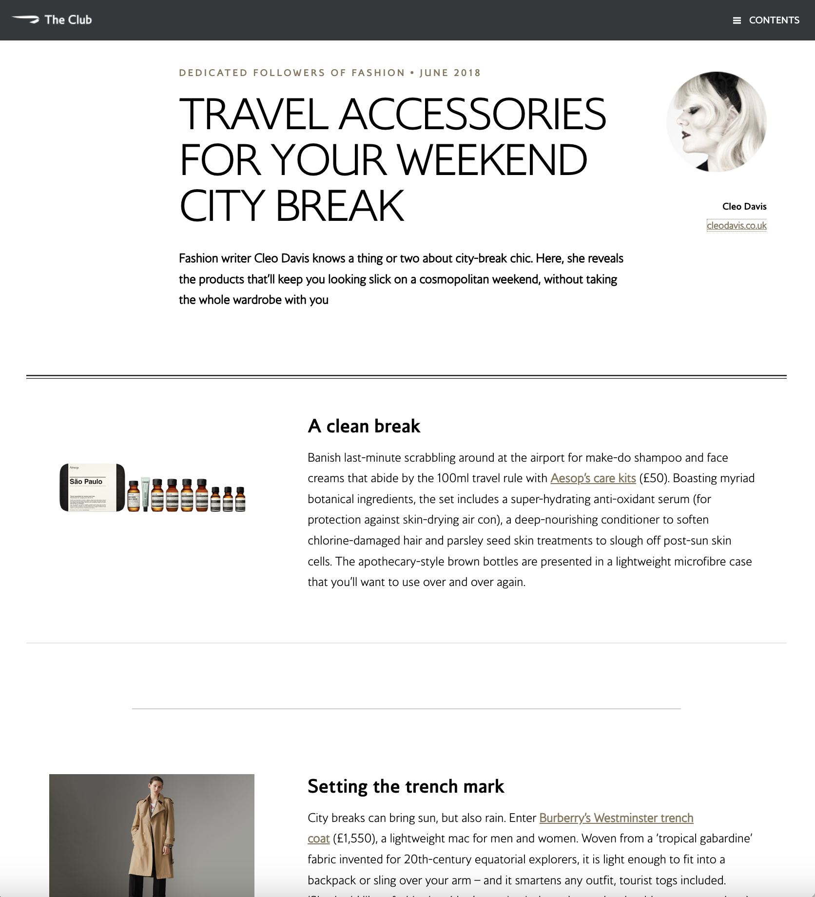 The Club, British Airways Magazine (click for full article)