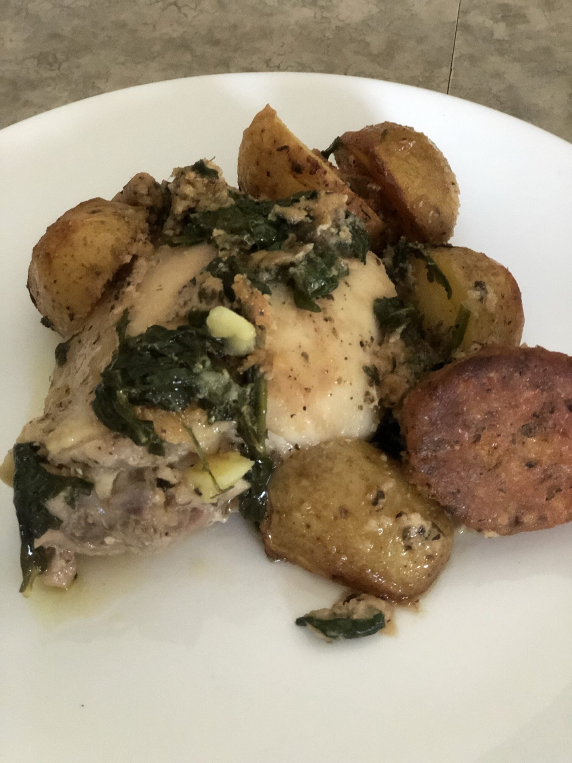 Chicken, Potatoes in Parmesan Garlic Cream Sauce