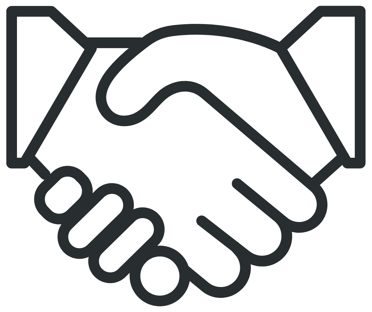 Outline drawing of a handshake.