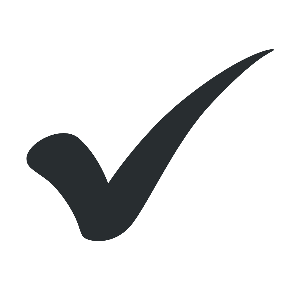 A black checkmark in a square, indicating approval or completion.