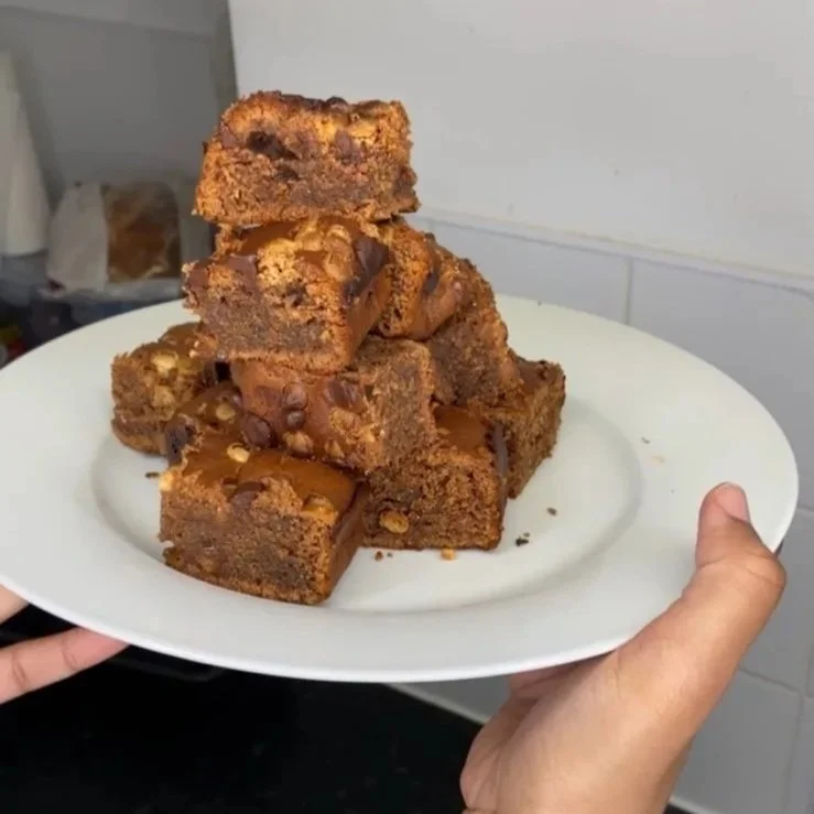 Fresh triple chocolate fudge brownies