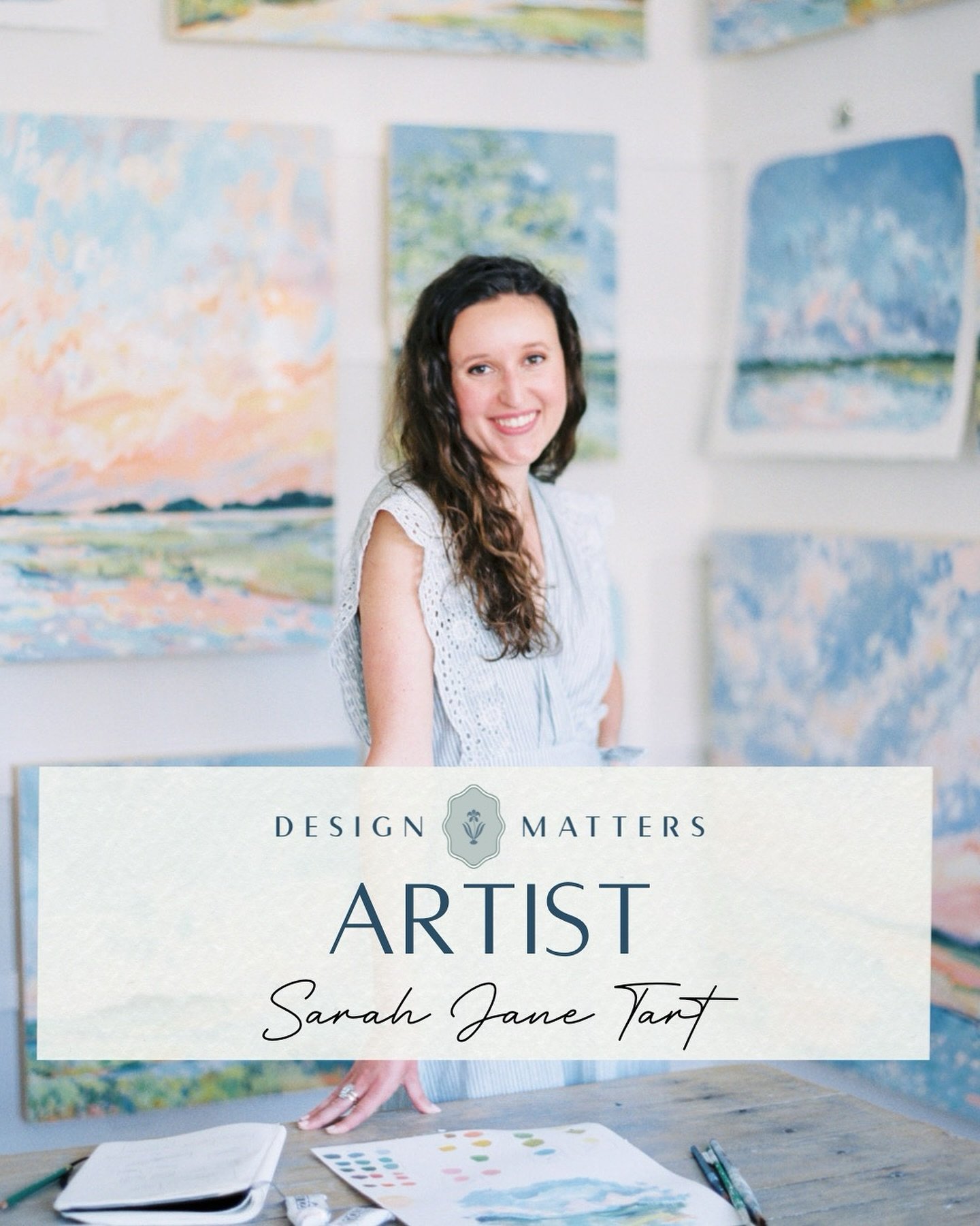 @DesignMattersNC 🎨 ARTIST FEATURE: SARAH JANE TART

Sarah Jane is a graphic designer turned artist who fell in love with painting coastal landscapes; and in an unexpected twist of fate, moved to the sweet, little seaside town of Wilmington, NC.
In S