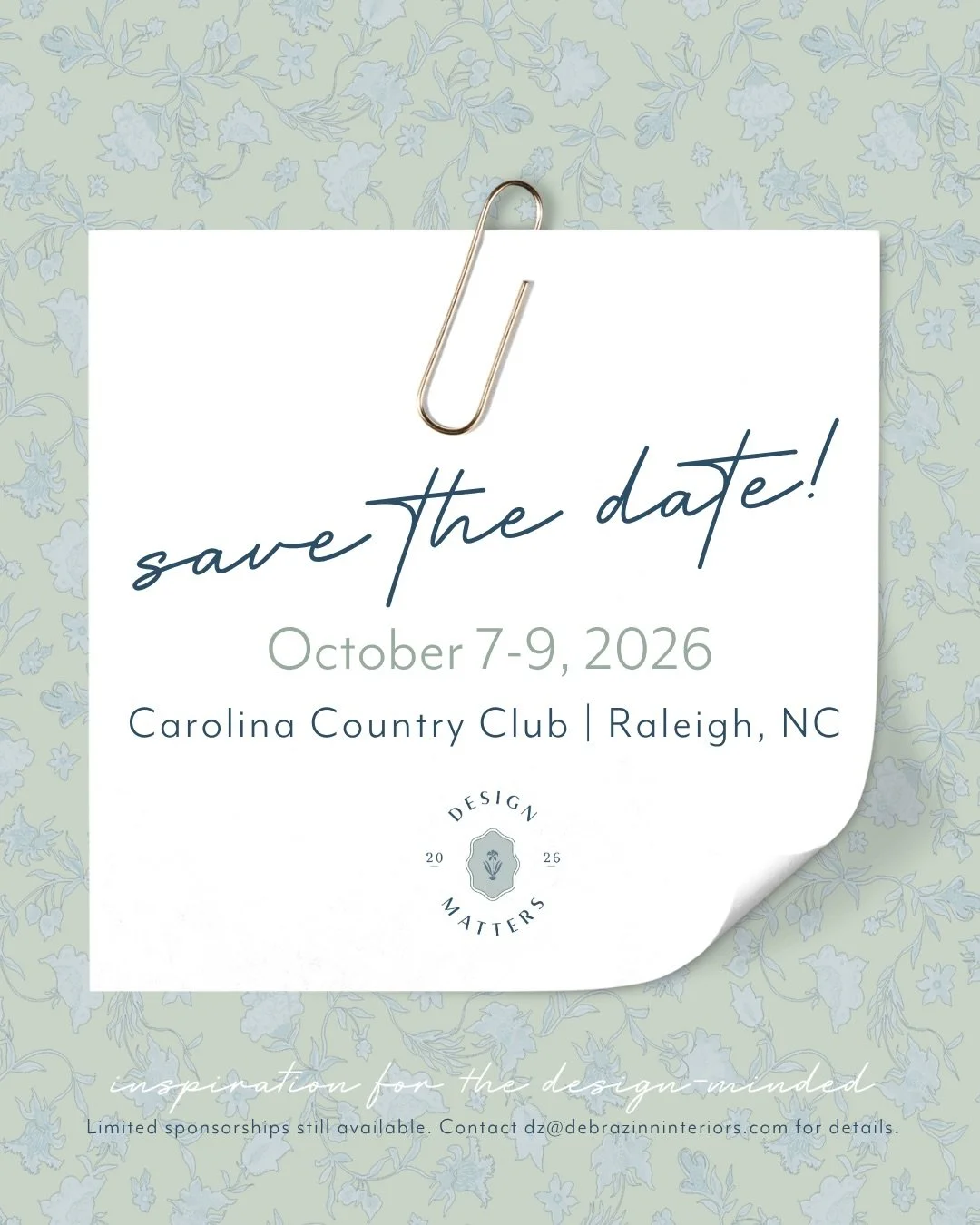 Mark your calendars for October 7&ndash;9, 2026&nbsp;✨

Design Matters returns to the Carolina Country Club for our 5th anniversary! Don&rsquo;t miss three unforgettable days celebrating design, style, shopping, and giving back. Proceeds benefit UNC 