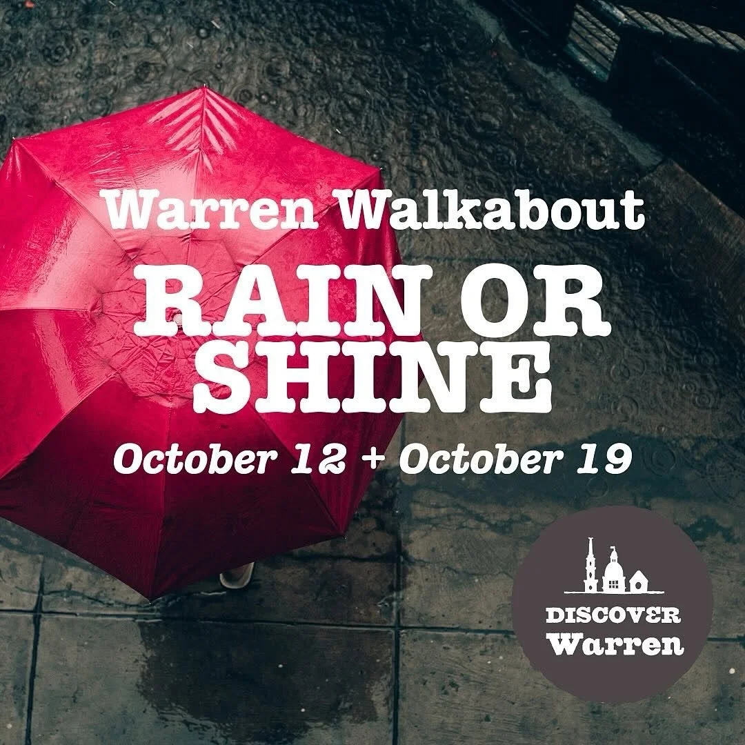 I'll be open rain or shine and would love to see you!  But more importantly, please visit the day's event schedule at DiscoverWarren.com to understand how to experience and support the musicians, food trucks; special sales and other special events ha