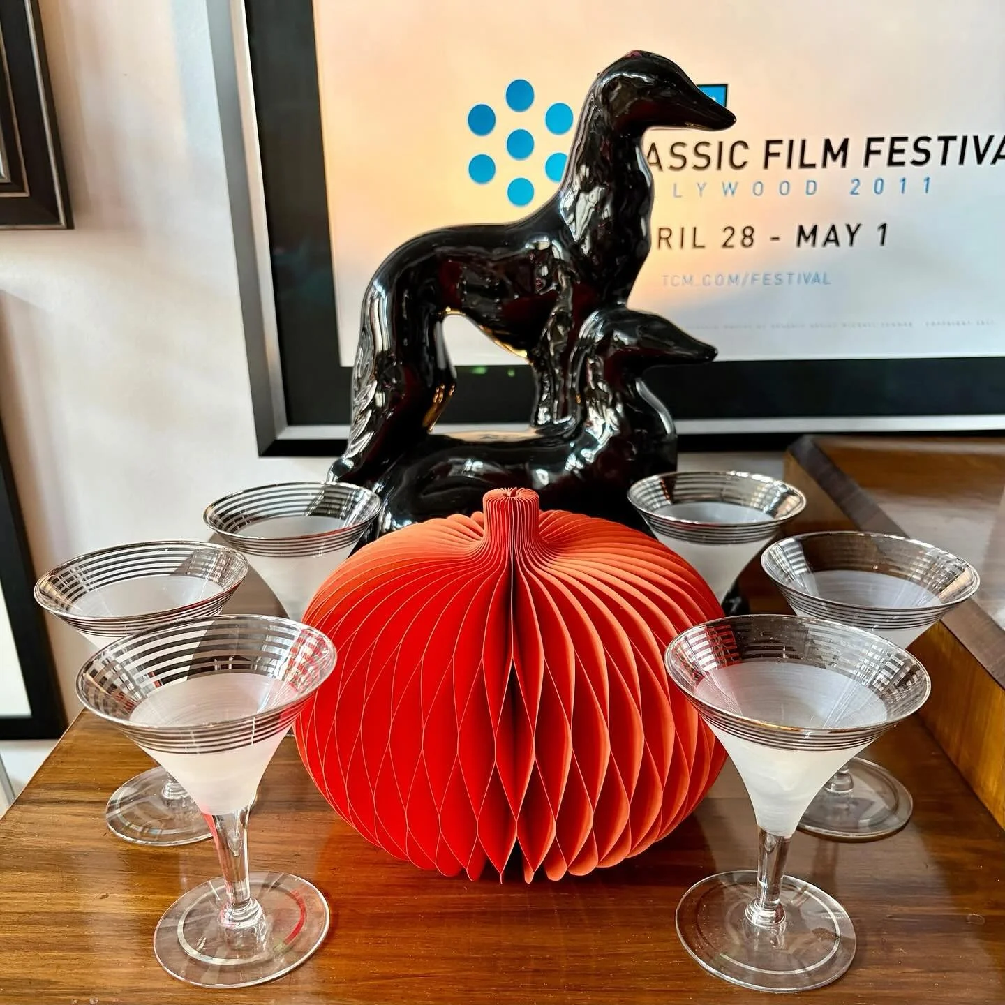 Some of you might recall this set of #1930's martini glasses I had in the shop recently.  They started as a set of eight, then, a customer mishap two weeks ago reduced the set to six.  I was a little bummed but then my long-time customers came in las