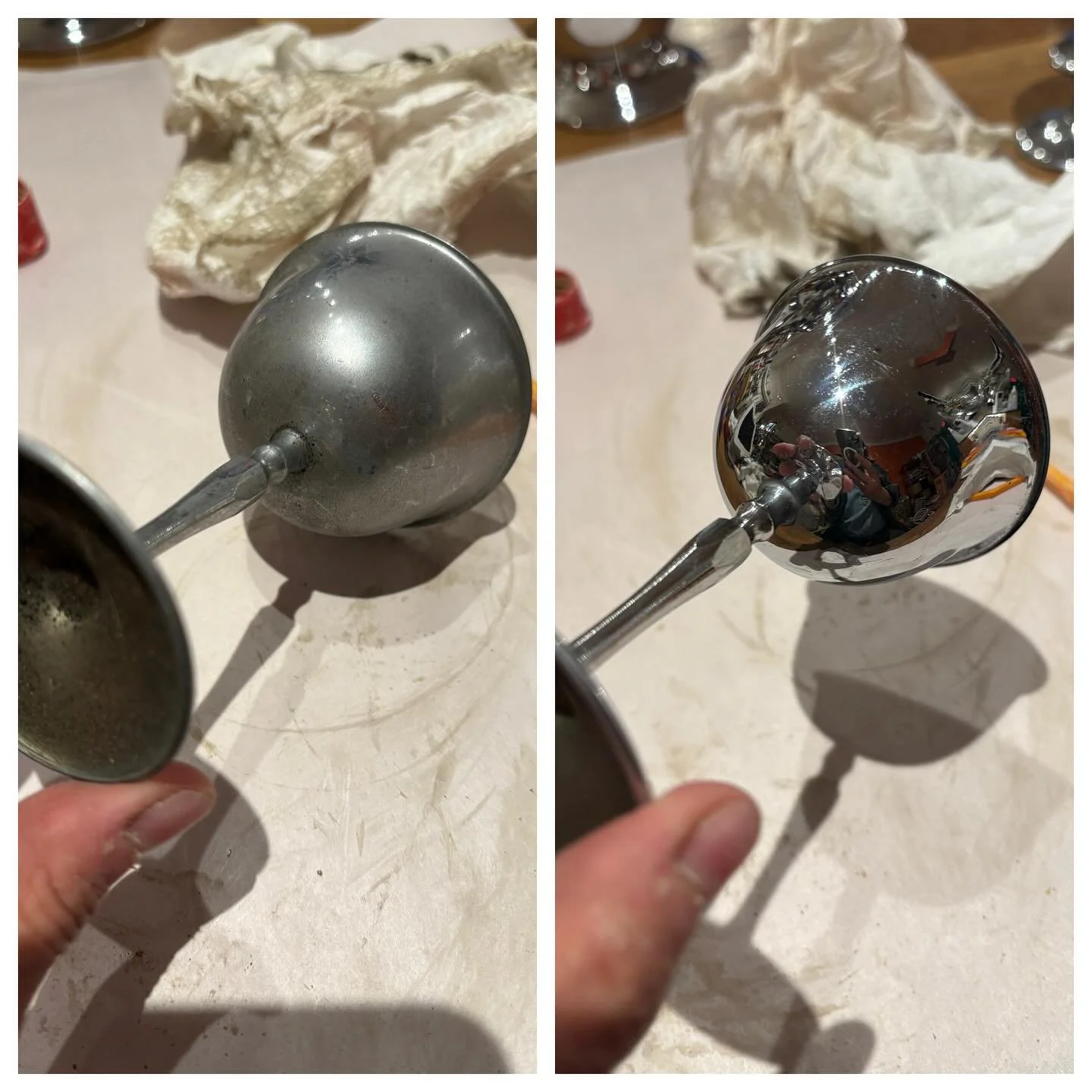 So satisfying to clean &amp; polish real chrome #vintagelife