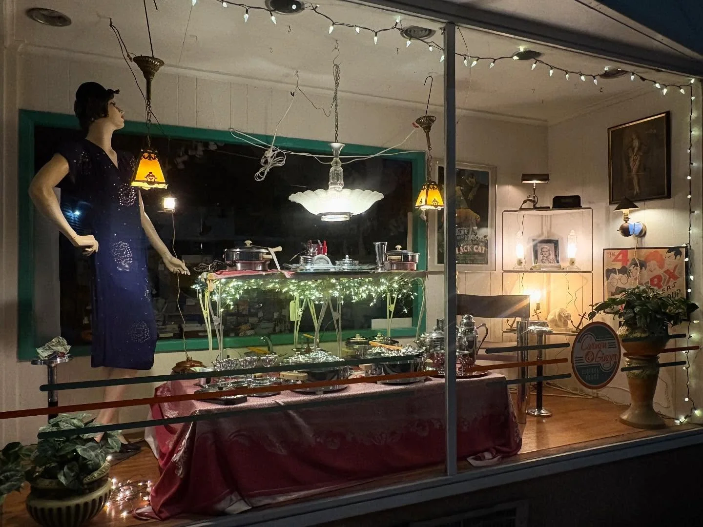 We also reshot the #artdeco window featuring mostly #chasechrome items from the #1930s but includes other manufacturers of chrome tabletop items, #vintagelighting #roseville #frankart and so much more! We also have a list for this window of all price