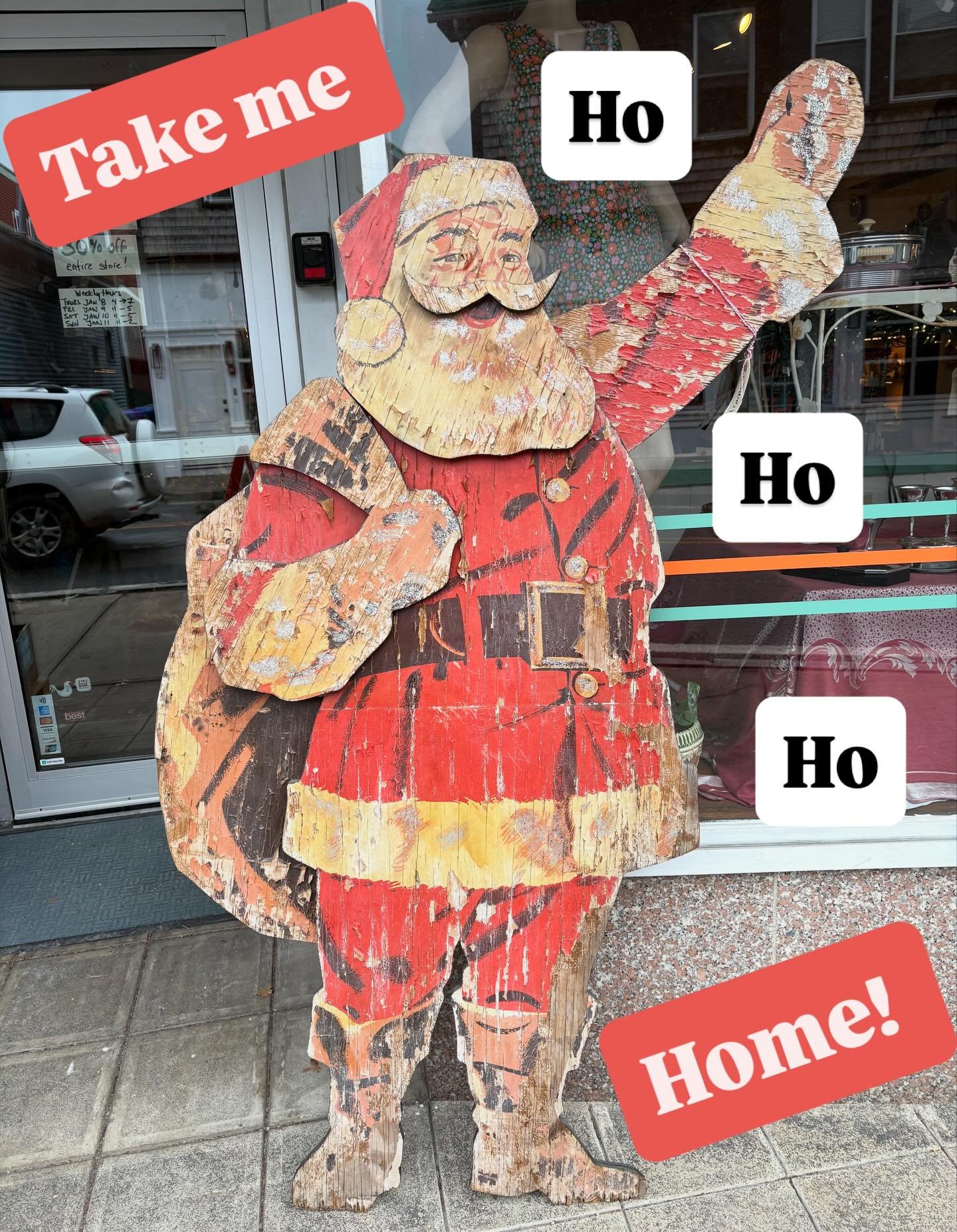 Have you coveted my plywood Santa? Here is your chance to take him home!  This post - only on Instagram - will serve as a "Silent Auction" through next Friday for you to bid on him. Here is the catch; you don't pay me, you donate to the @ri