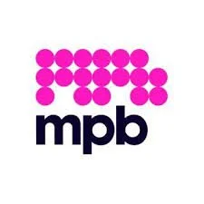 Logo with pink dots forming a pattern above the letters 'mpb' in black.