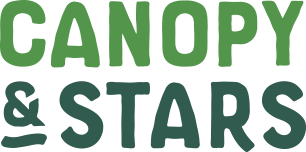 Text reading 'CANOPY & STARS' in green on a white background.