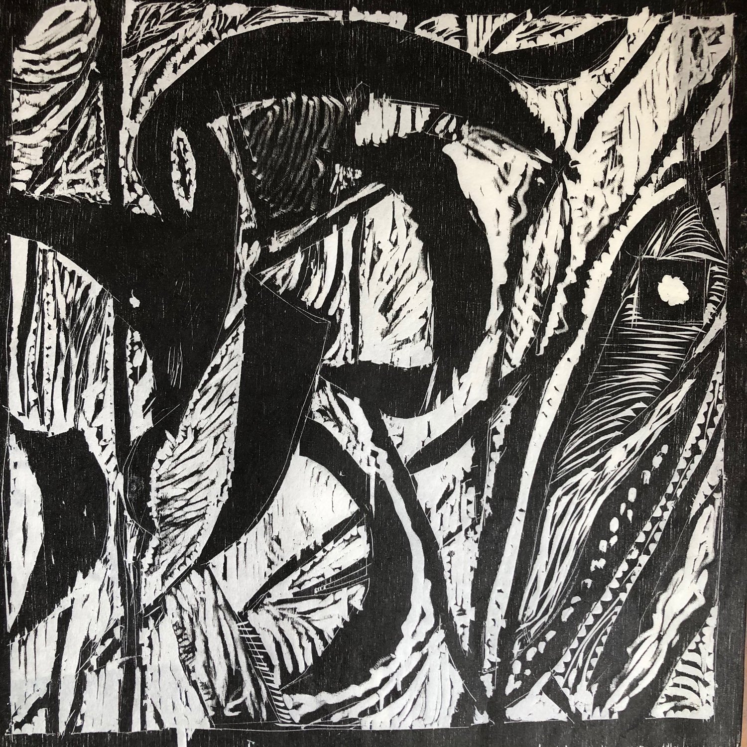 Neural Slice 59 — variable edition woodcut