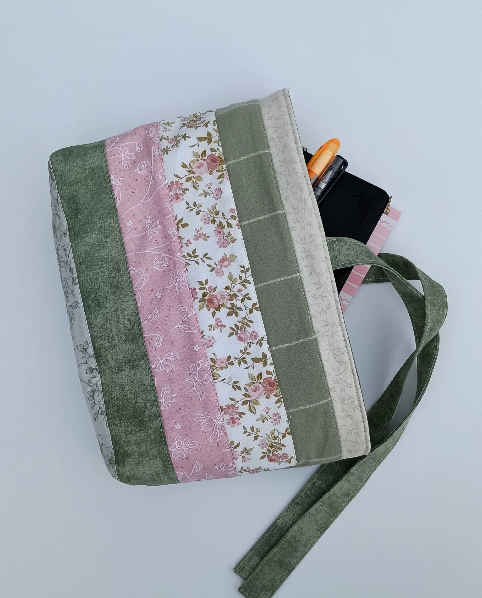 Medium Bible Sleeve in Sage, Pink, and Beige