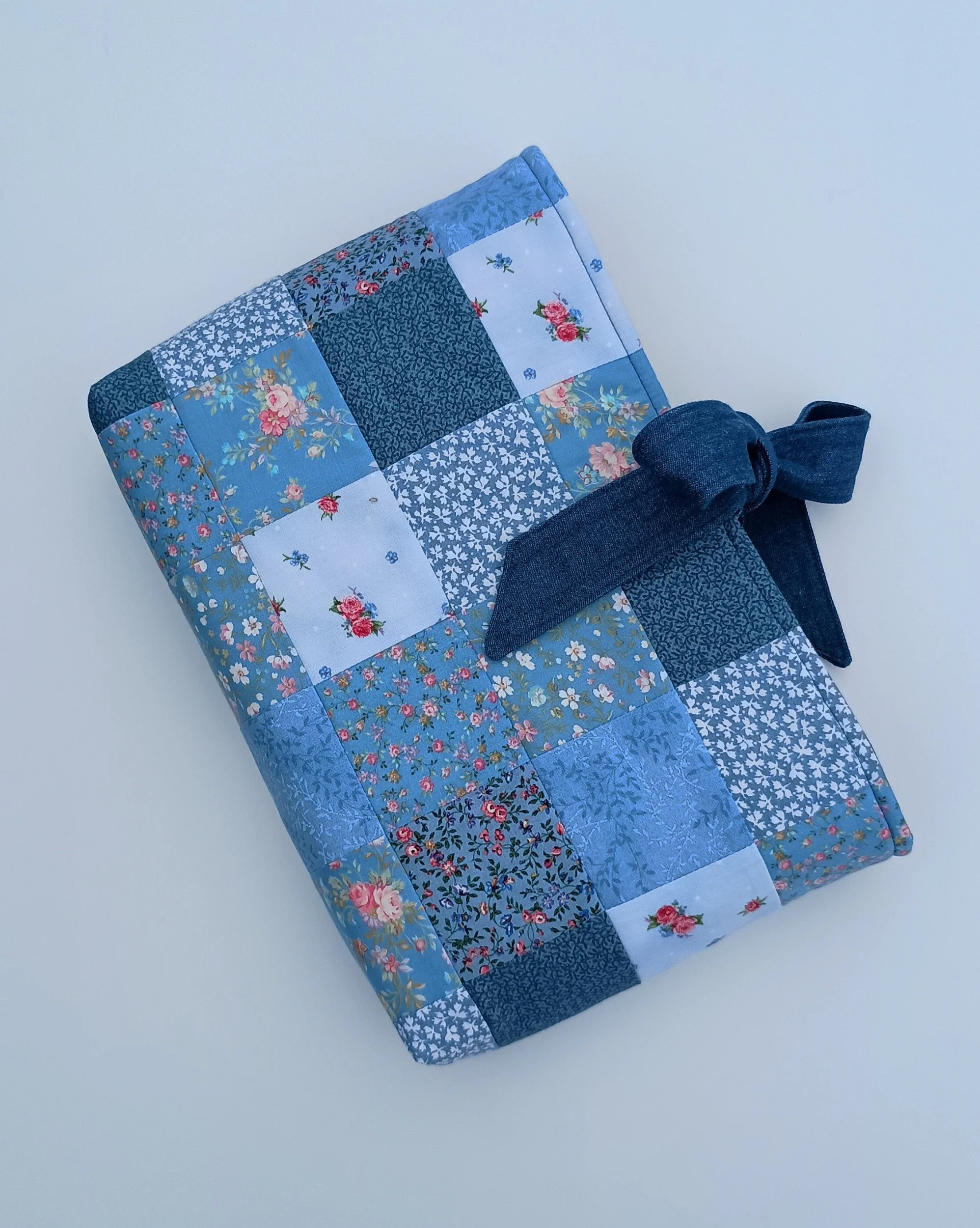 Large Bible Sleeve in Blue Patchwork