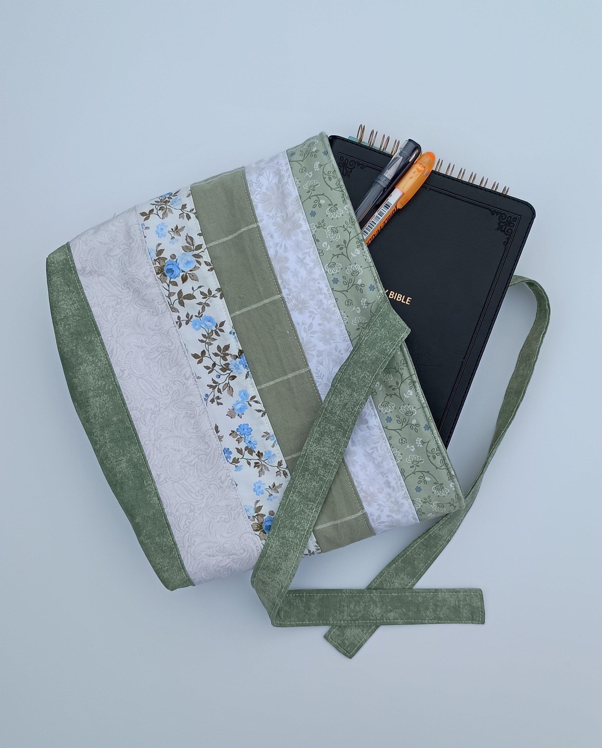 Small Bible Sleeve in Sage and Blue