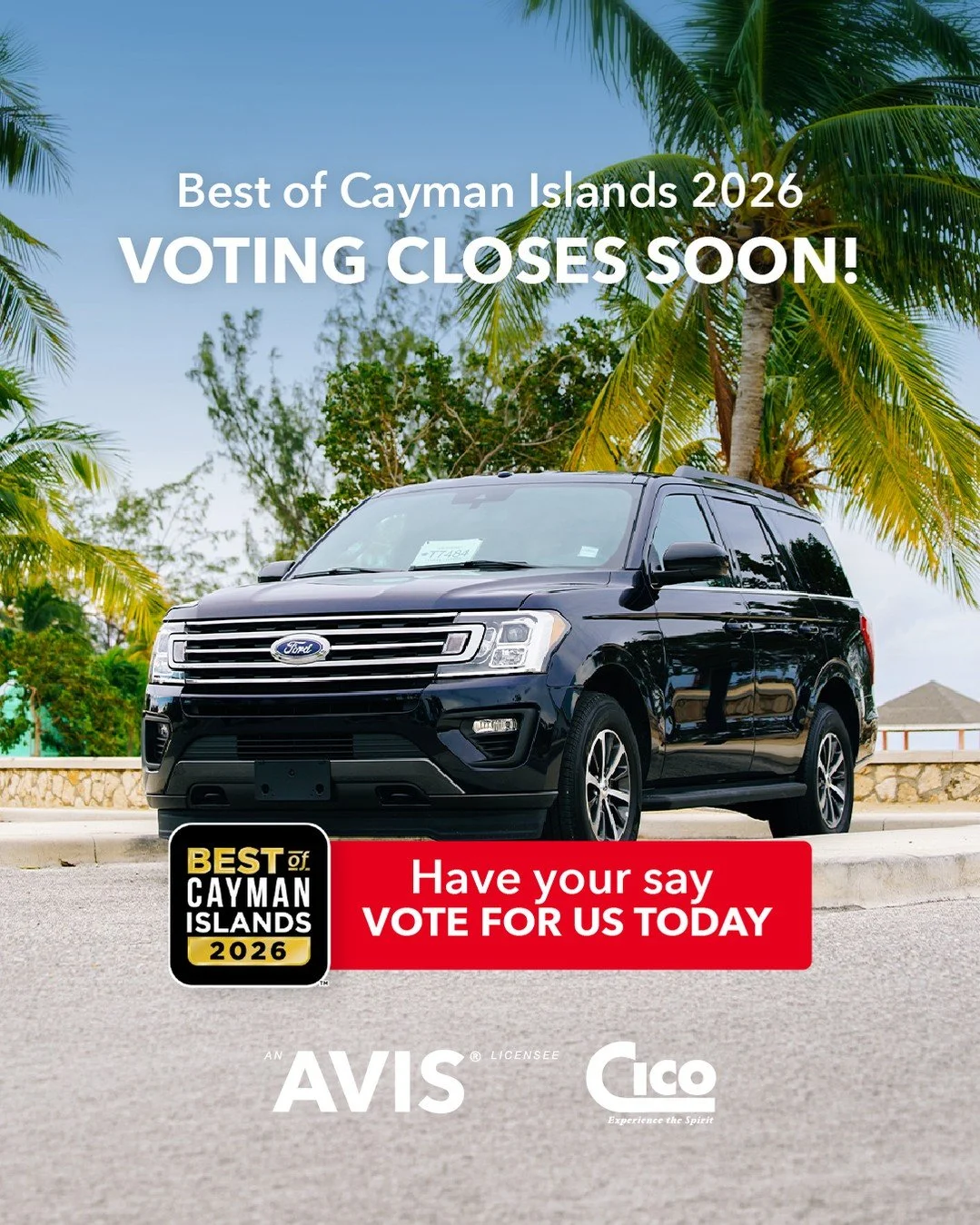 ⏰ #LastChance to VOTE NOW!

Voting for this year's awards will be closing later today, but there&rsquo;s still time to support #AvisCayman in this year&rsquo;s @BestOfCaymanIslands Awards!

We&rsquo;re proud to have been nominated in the Ground Trans