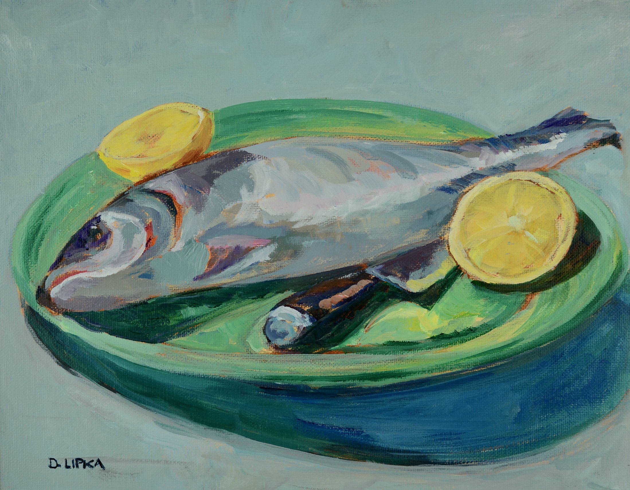 Fish & Lemon | 12x15 | Oil on Canvas | Sold