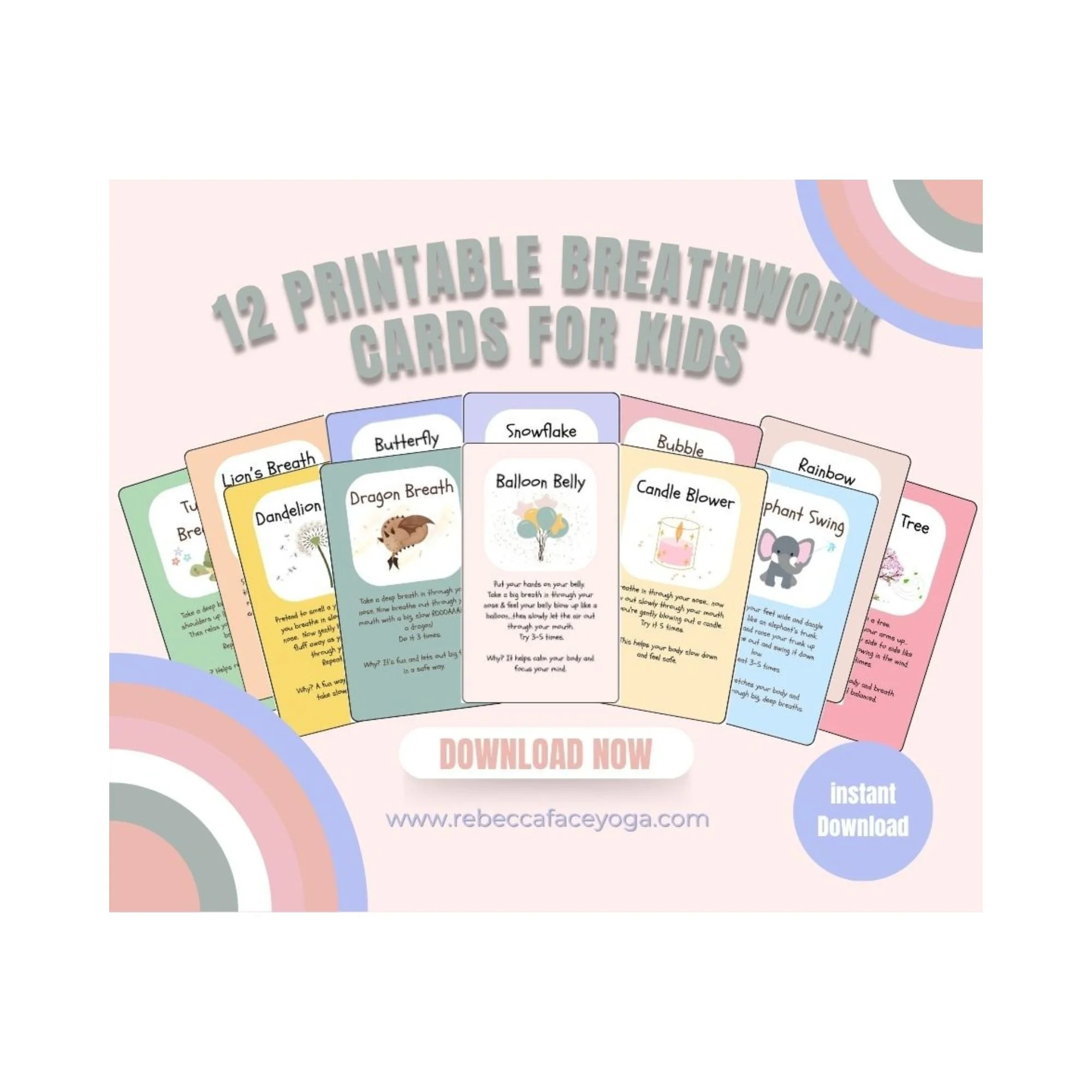 Printable Breathwork Cards for Kids — Rebecca Narvaez Face Yoga & Wellness