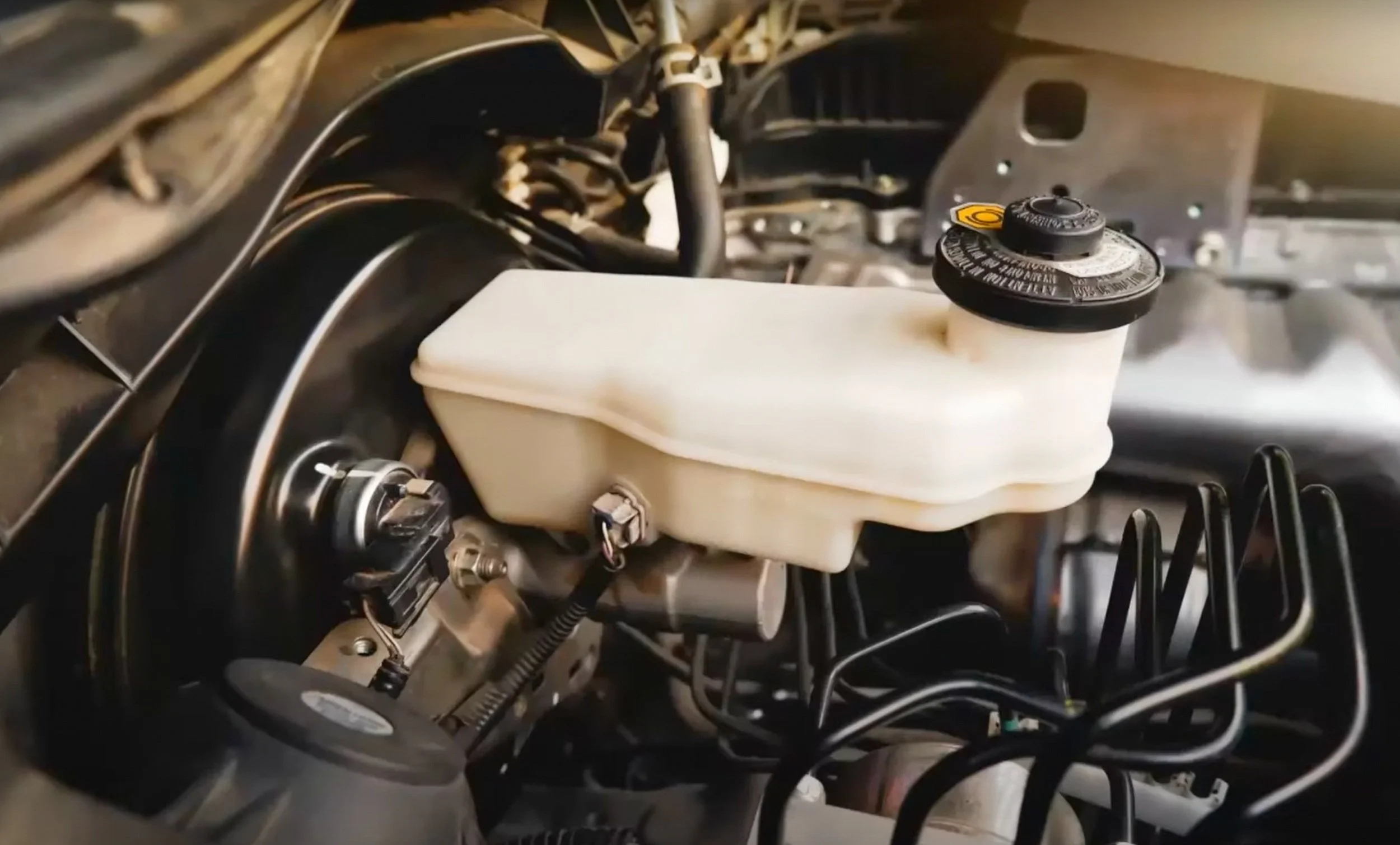 leaking brake fluid - a symptom of a bad brake caliper