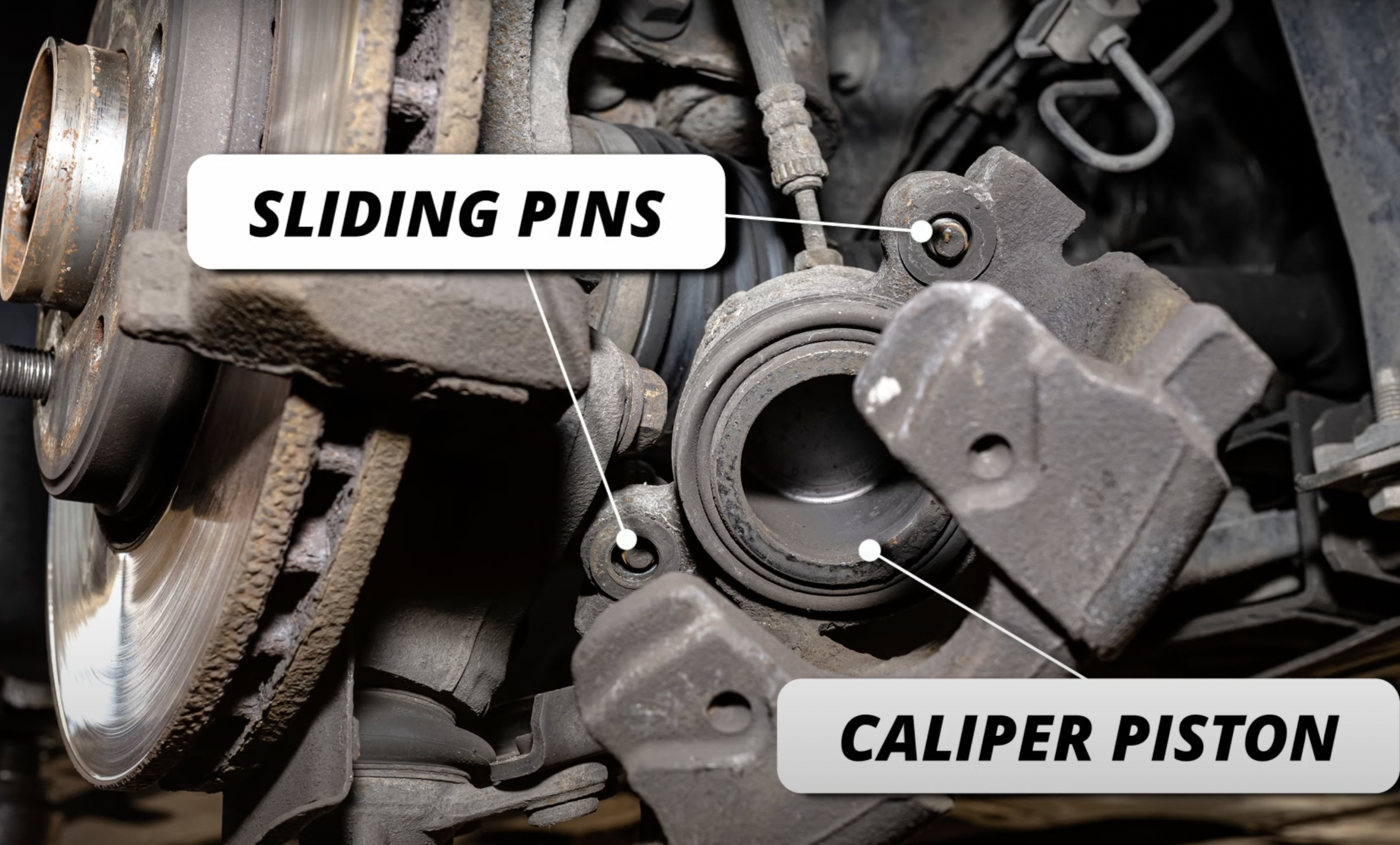 caliper piston and sliding pins