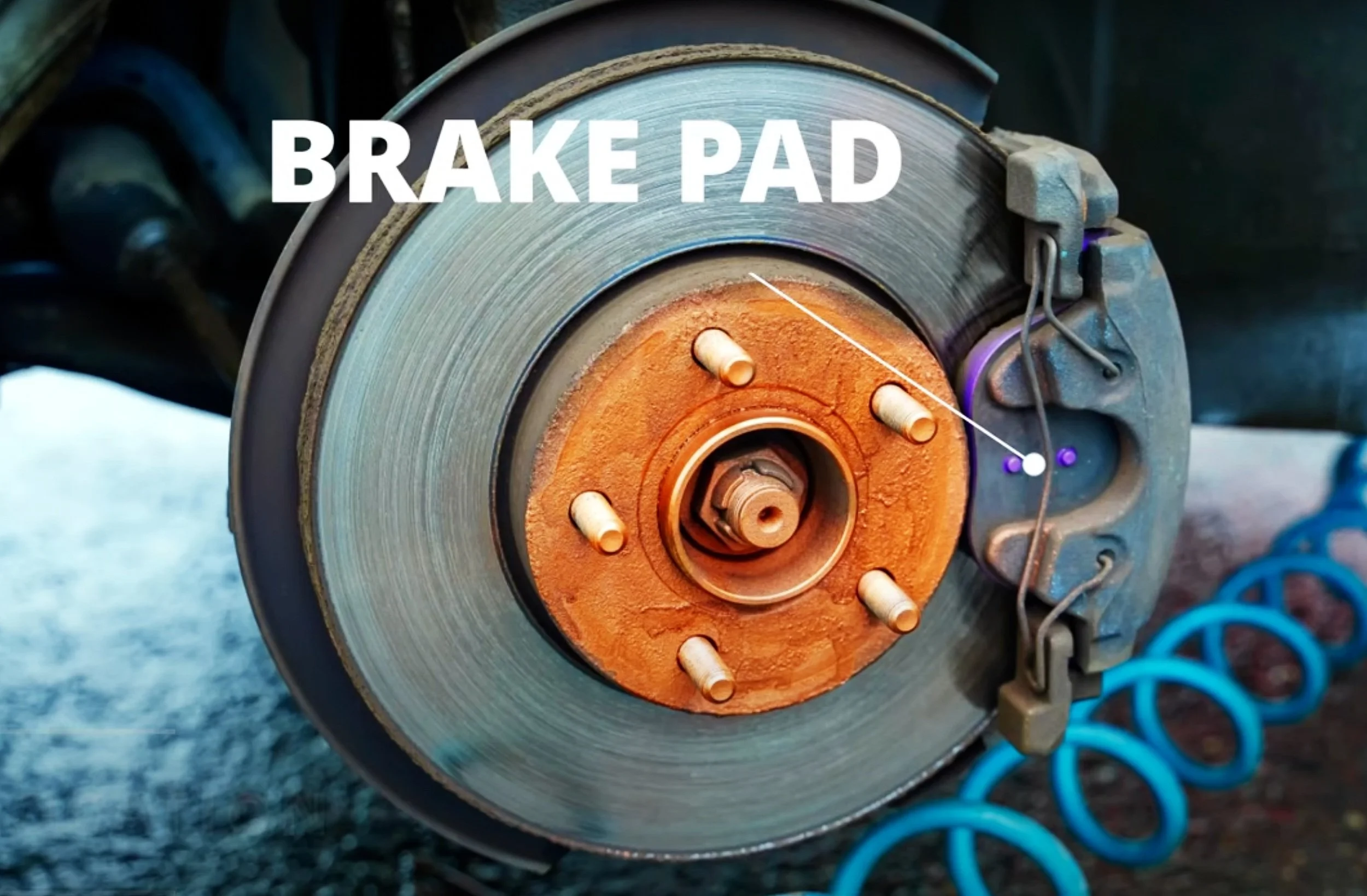 location of thr brake pads