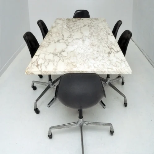 Marble &amp; Chrome Knoll Dining Table