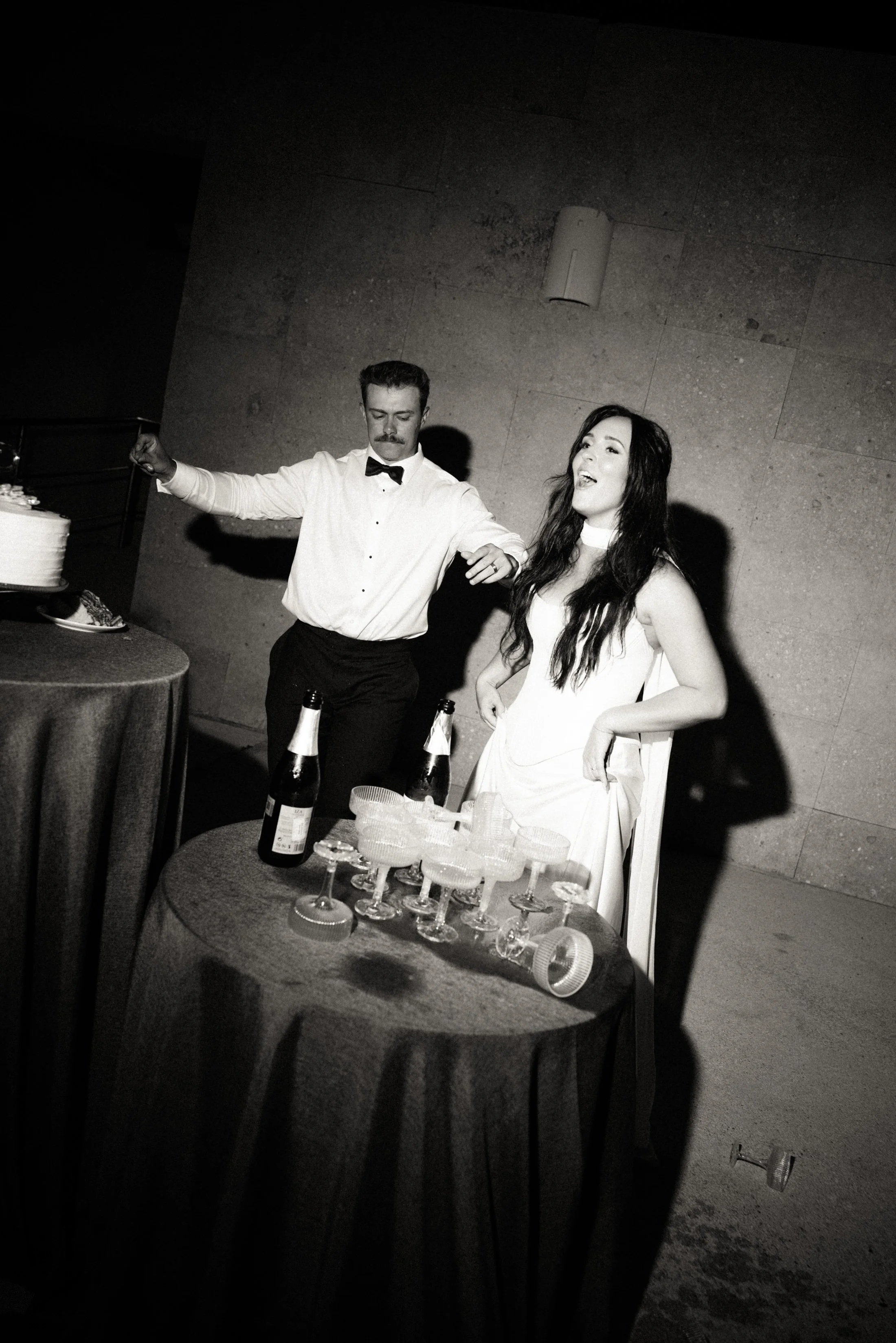 Champagne tower and party after a stunning wedding day in Amalfi Coast