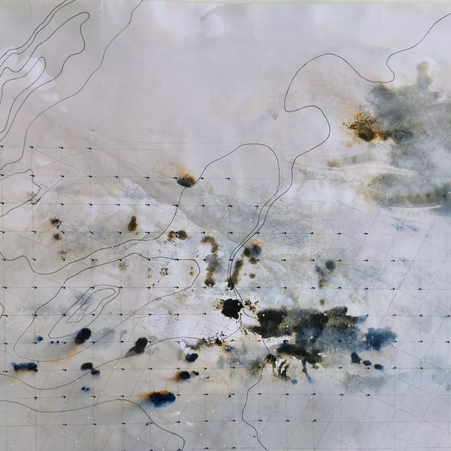 Delighted to have two works on display and for sale in Books at One / Art at One in Louisburgh, Co. Mayo. 

This one is called 'Westerlies'.

Ink, pen, seawater (collected from Carrowniskey Beach), salt, bleach and tipp-ex on watercolour paper. 59 x 
