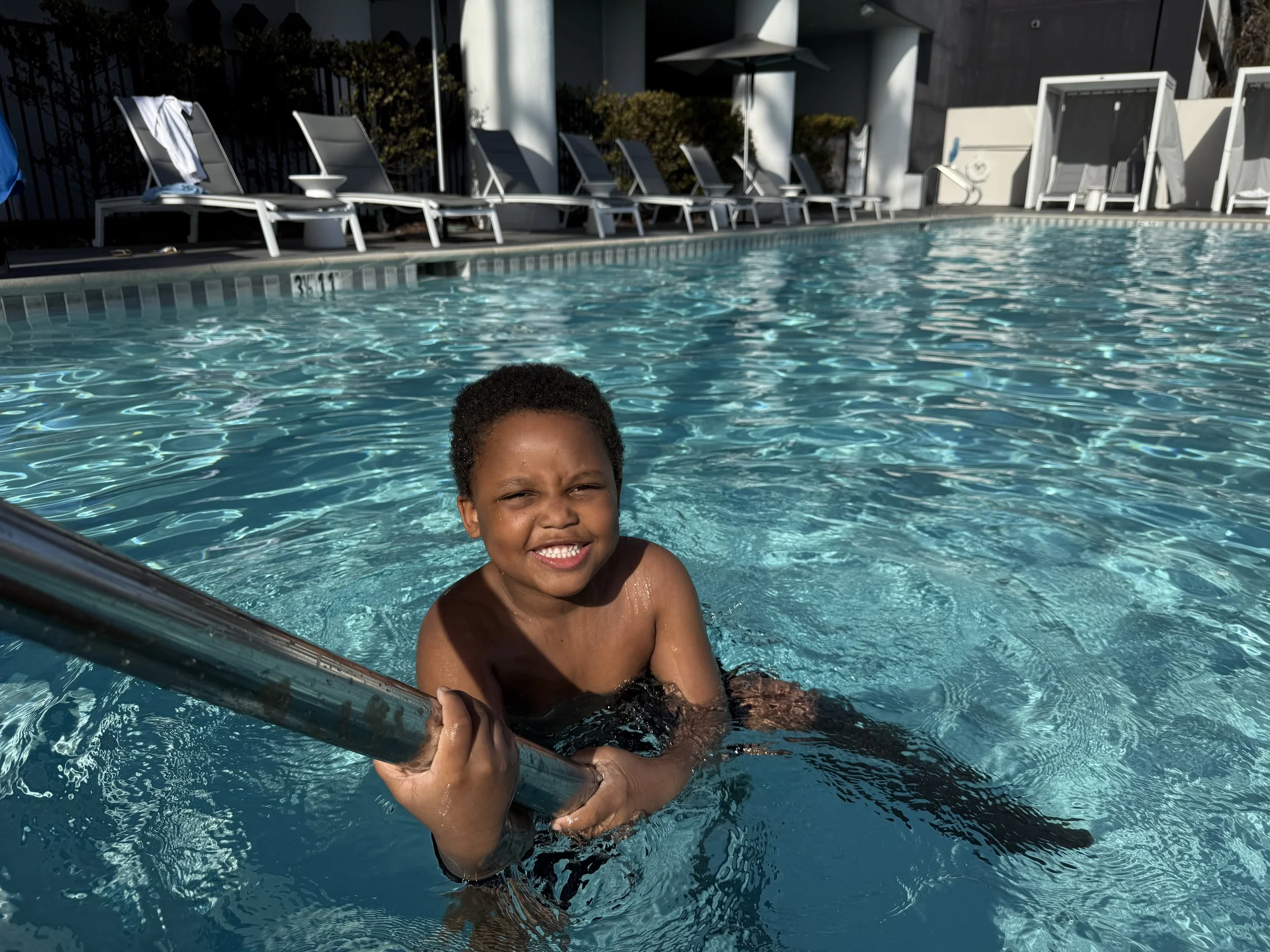 Kids at their swimming lessons