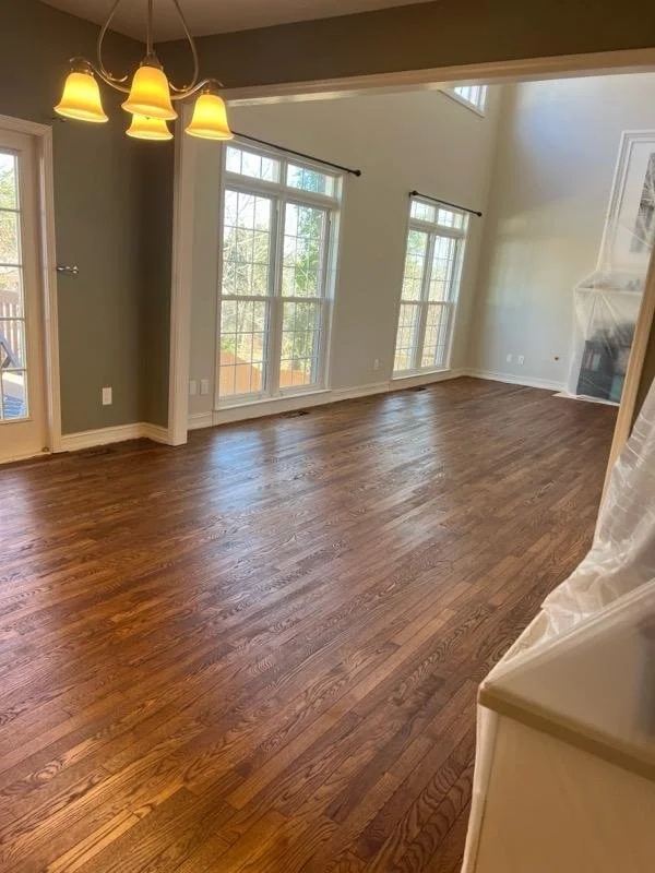 Freshly refinished hardwood floor